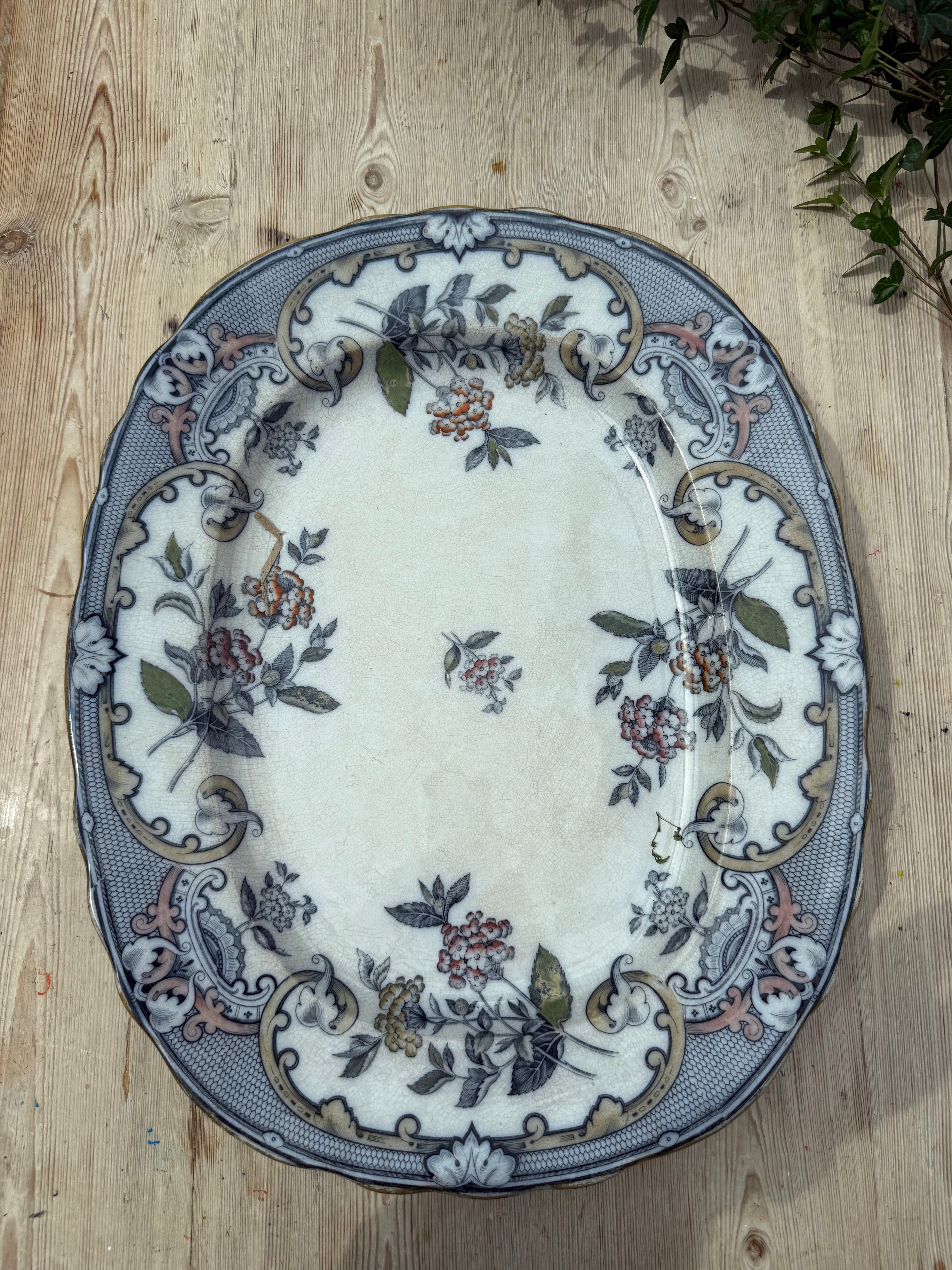 Large 19th Century Pinder, Bourne & Hope "Malva" Ironstone Platter