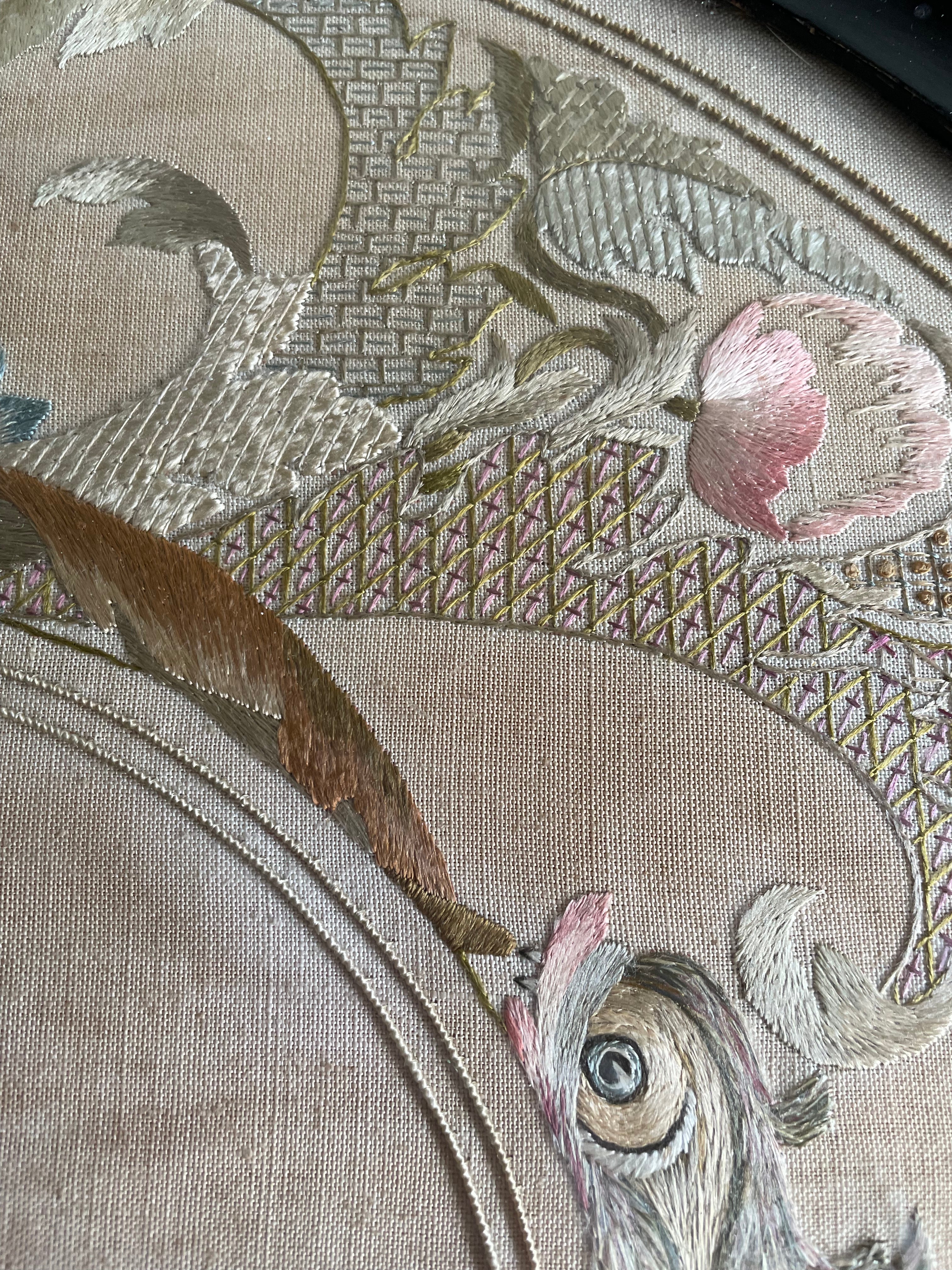 Small Victorian Hand Embroidered Ebonised Side Table