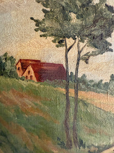 Seasonal Change: Large Early 20th Century Oil on Canvas with Ebonised Frame