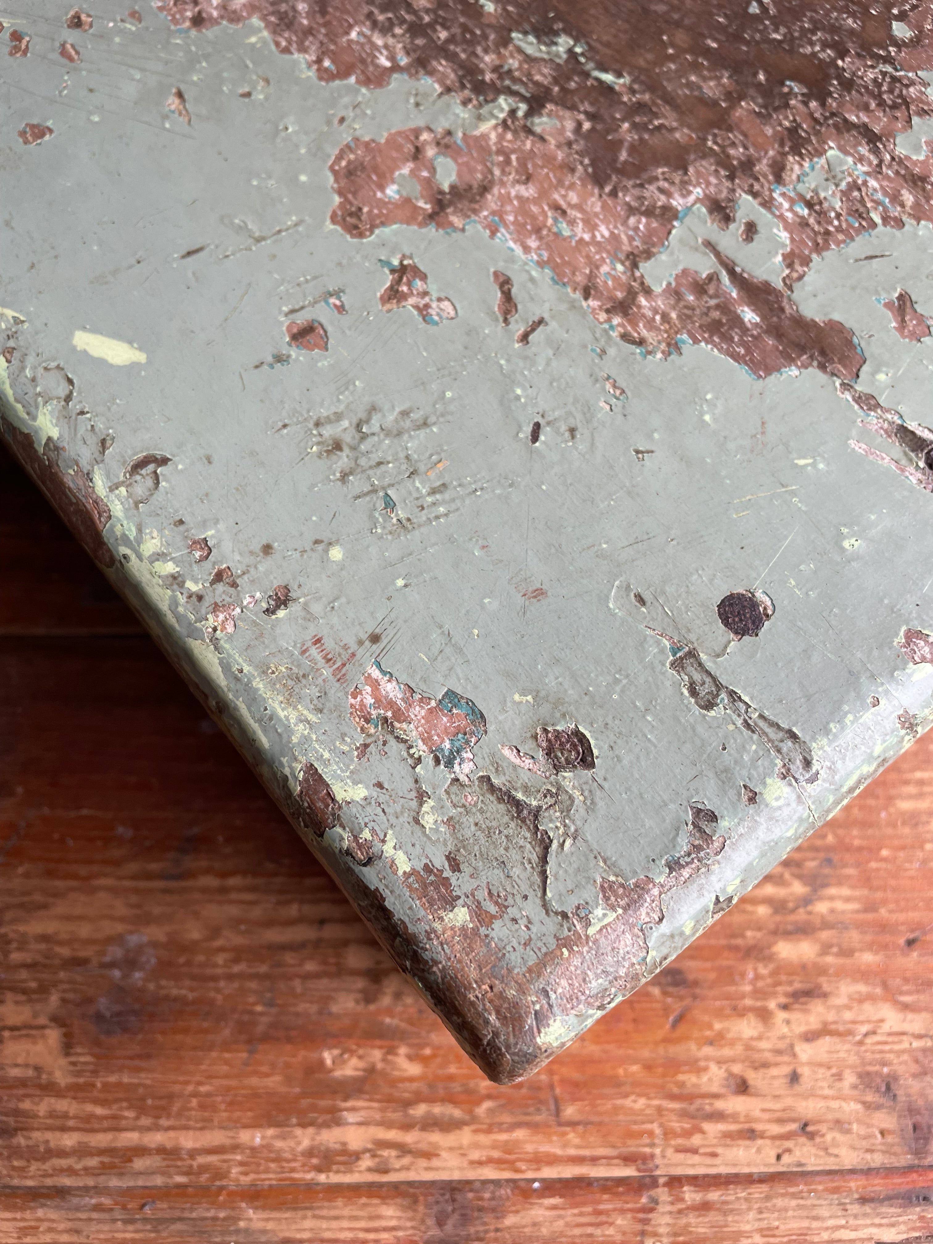 Rustic Painted Wooden Low Stool or Display Stand