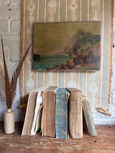 Seascape in Ochre: 19th Century Oil on Canvas