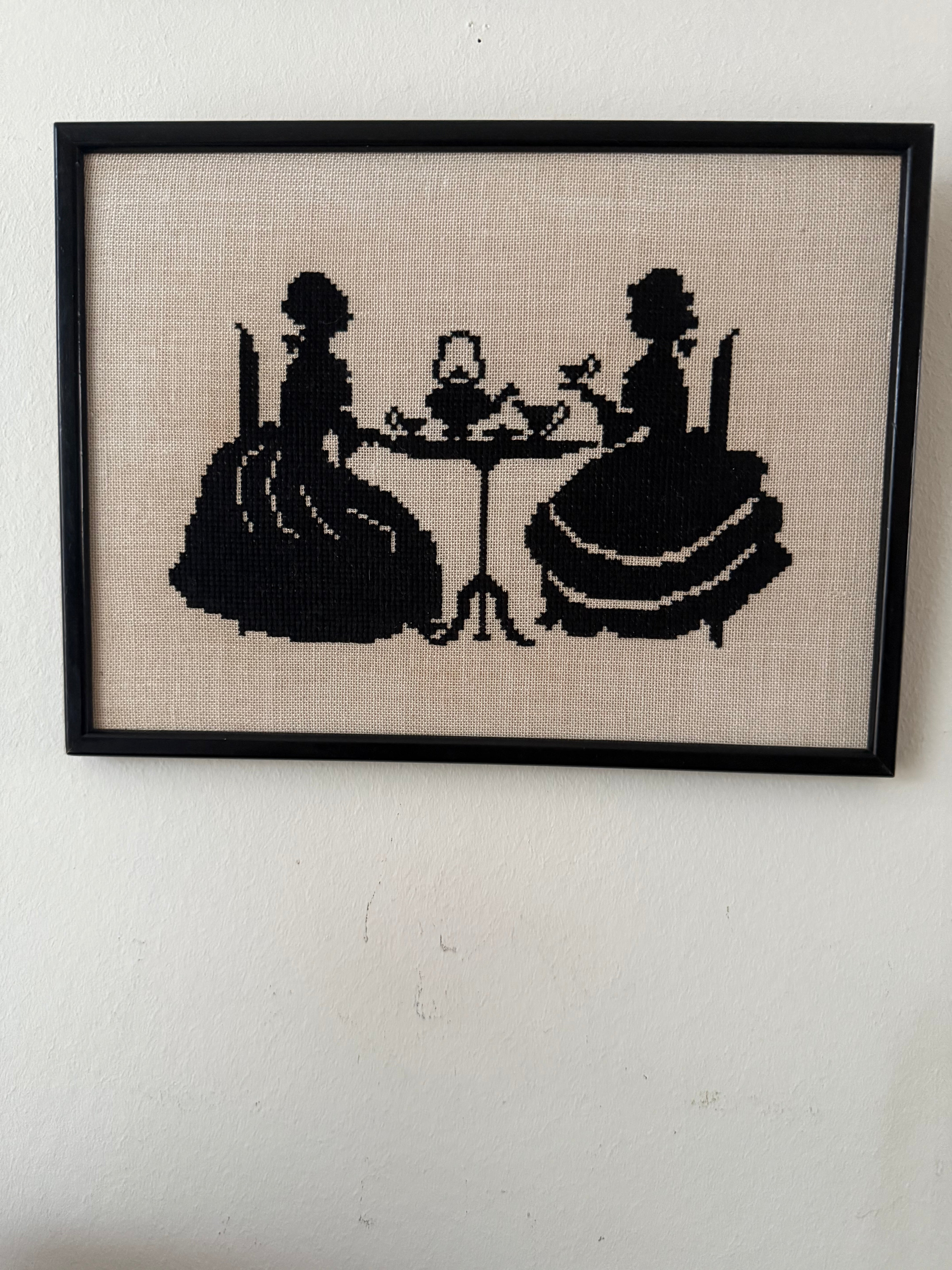 Vintage Framed Needlework Silhouette