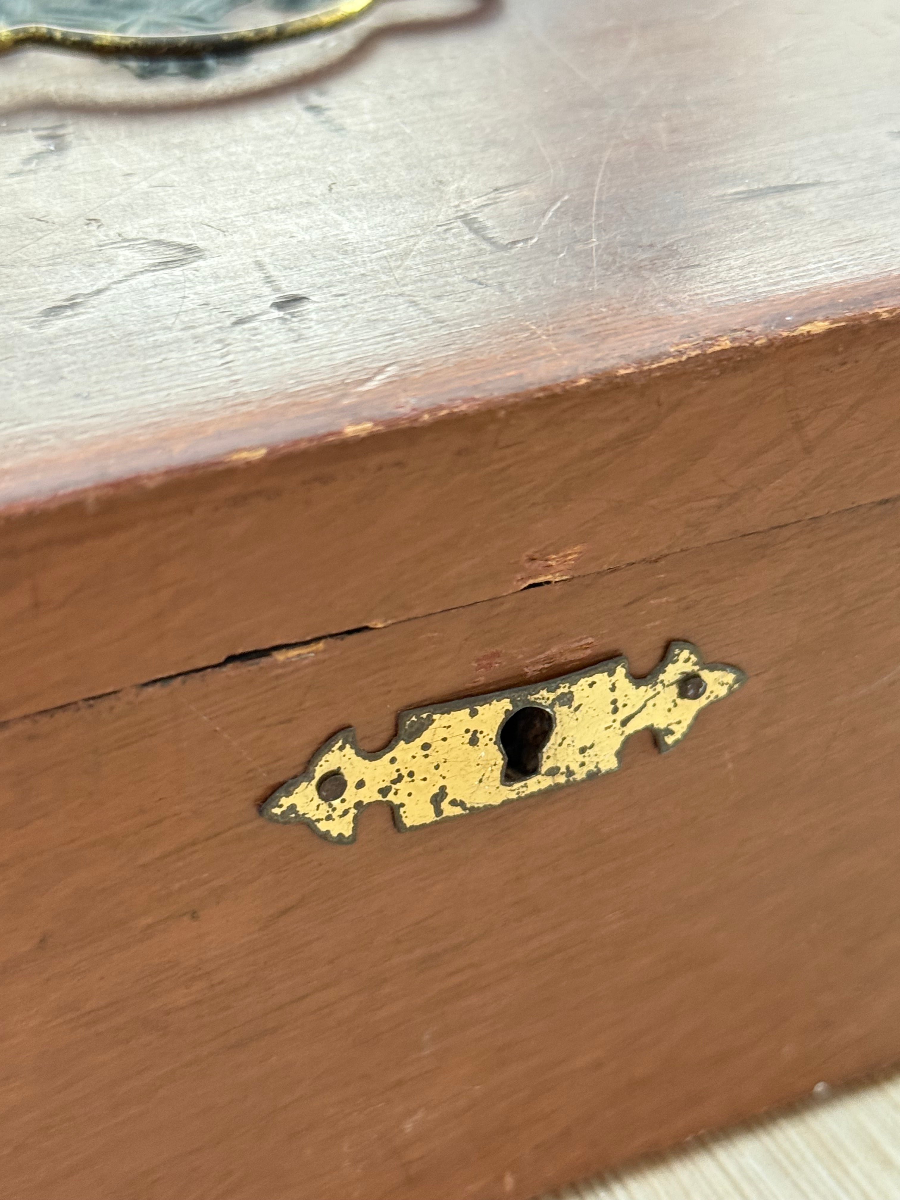 Circa 1910: Wooden Box with Art Nouveau Metal Detail