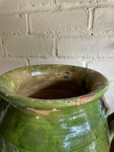 Large 19th Century French Green Confit Pot