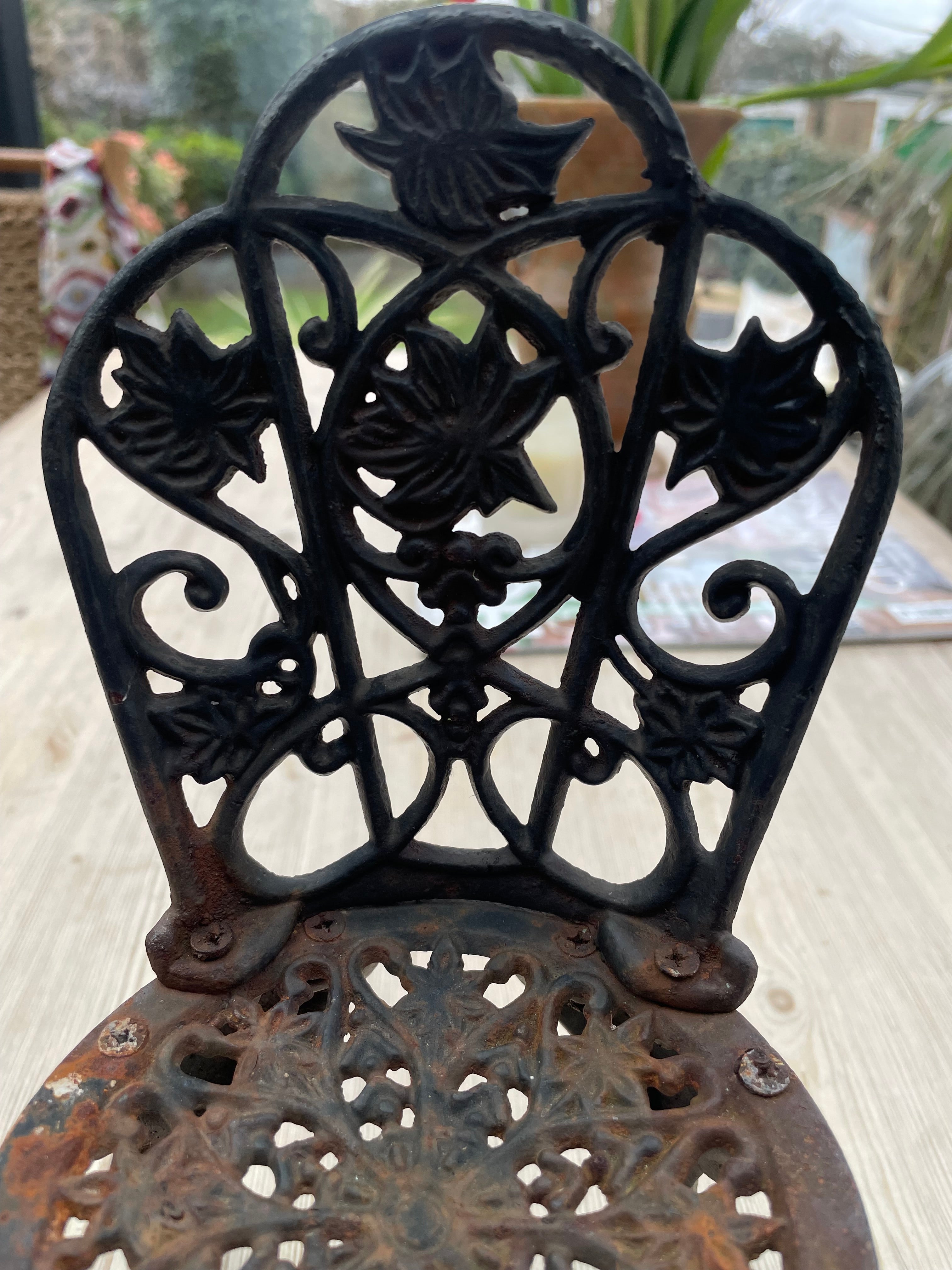 Miniature Vintage Cast Iron Garden Chair