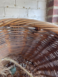Tall Vintage French Rattan Basket