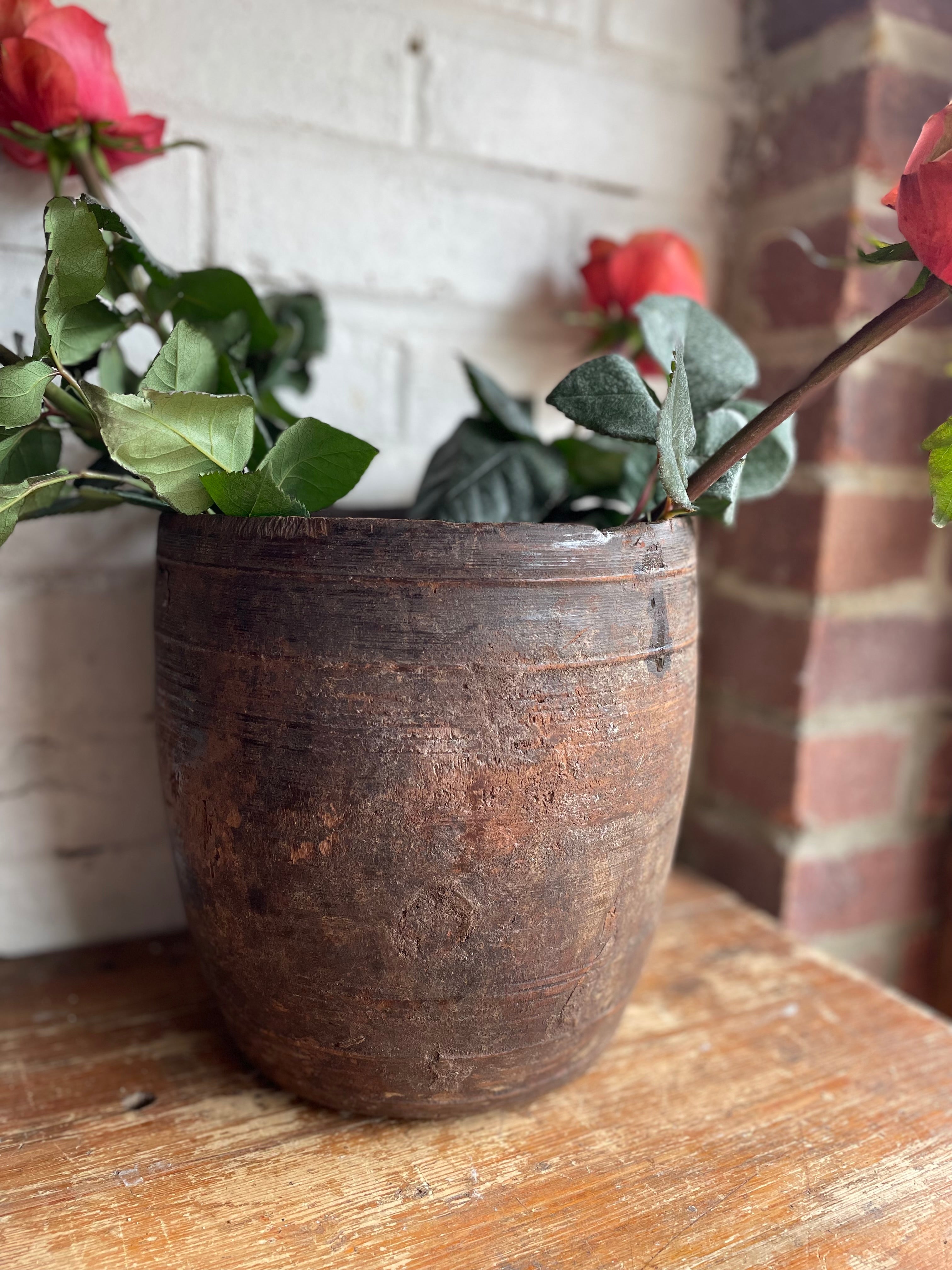 19th Century Hand-Carved Large Grain Pot