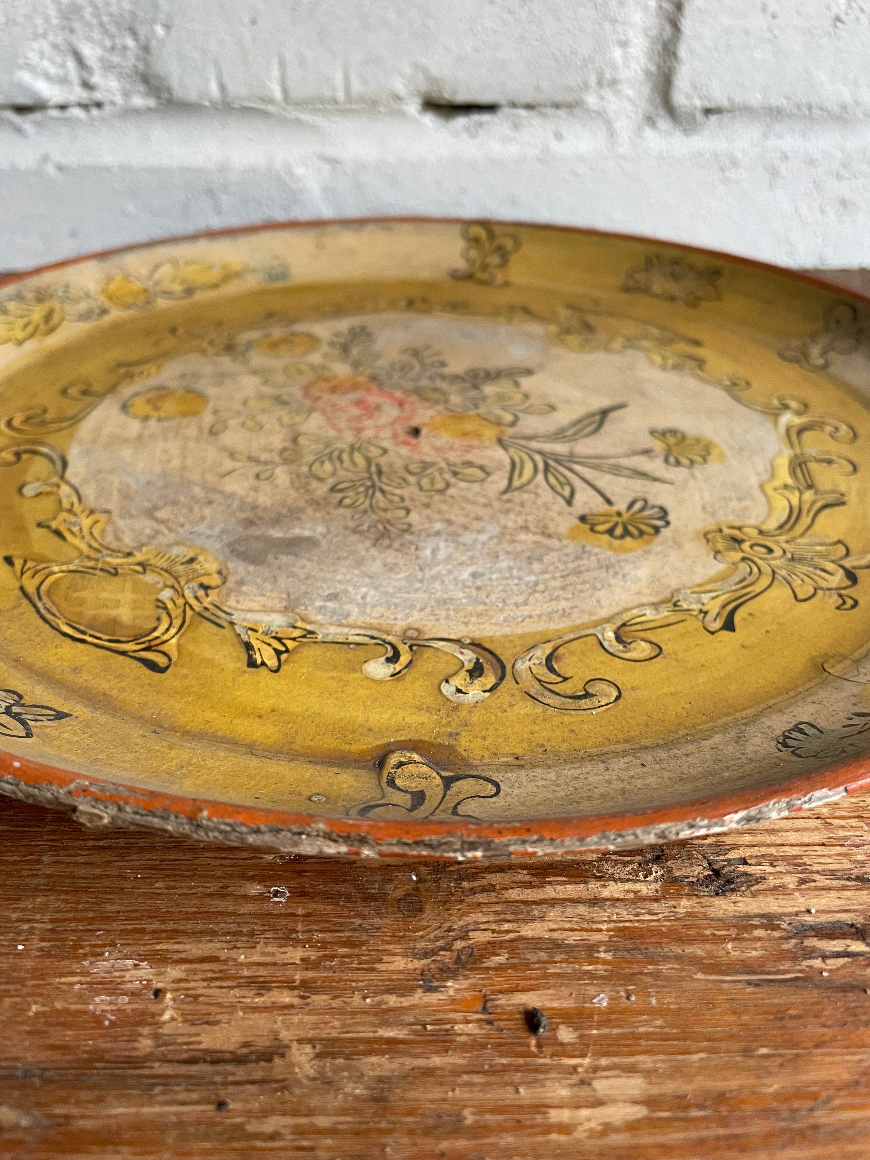 Hand-Painted Wood Tray