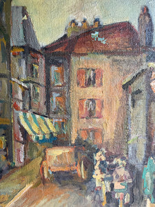 French Market Day: Antique Oil on Stretched Linen