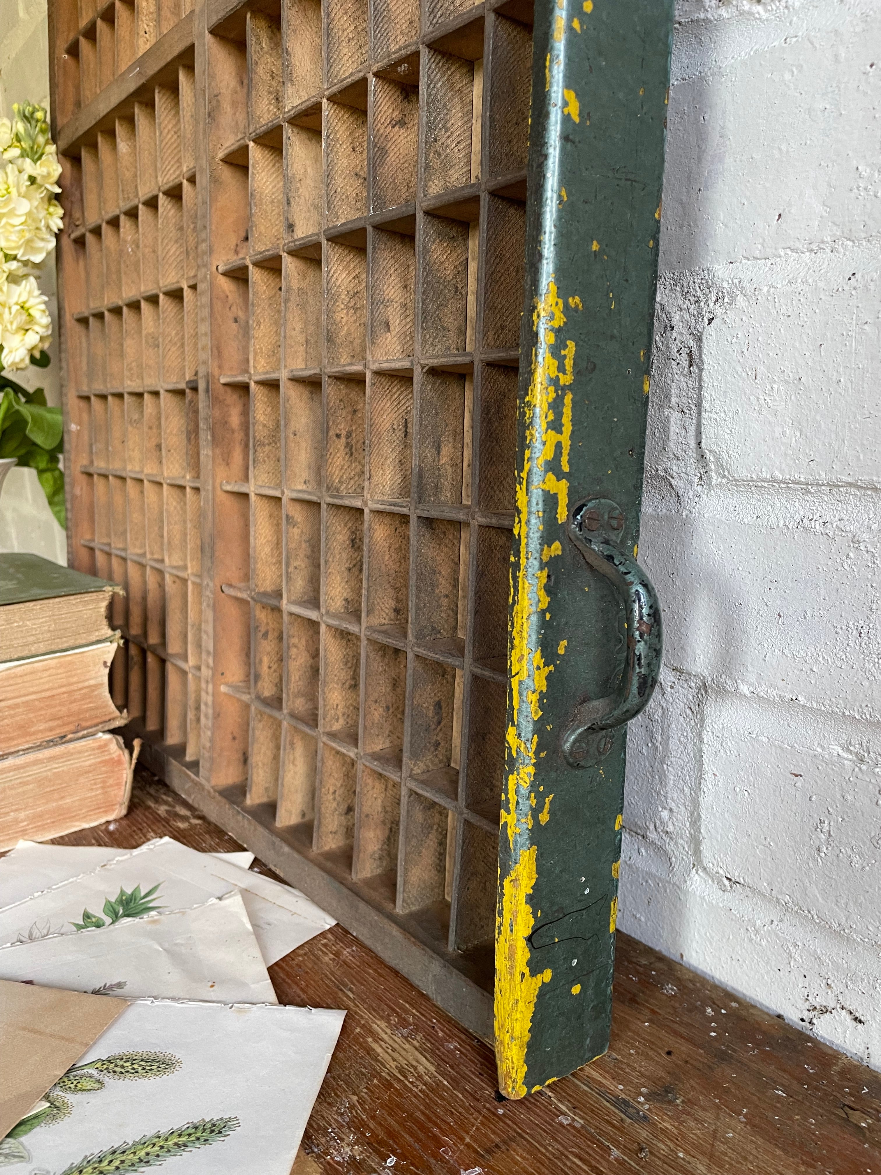 Large Vintage Printers Tray Drawer with Original Metal Handles
