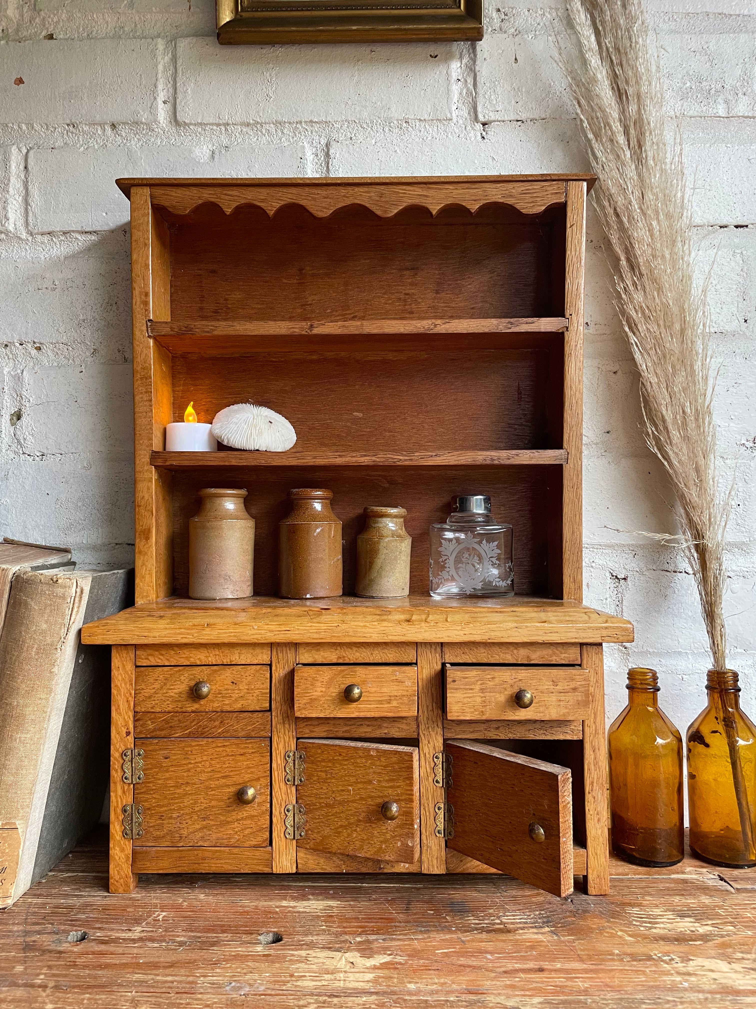 Vintage Miniature Oak Welsh Dresser