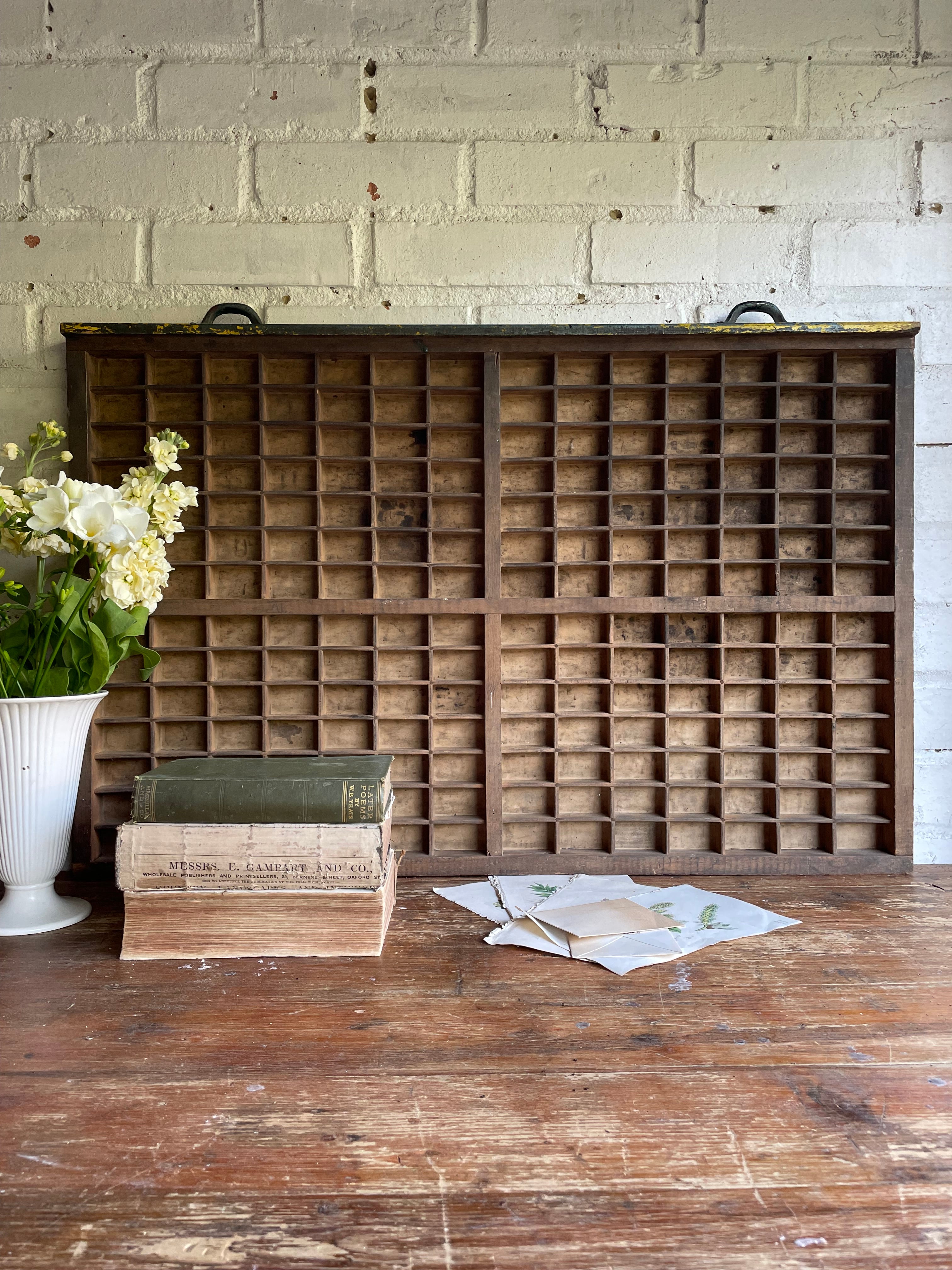 Large Vintage Printers Tray Drawer with Original Metal Handles