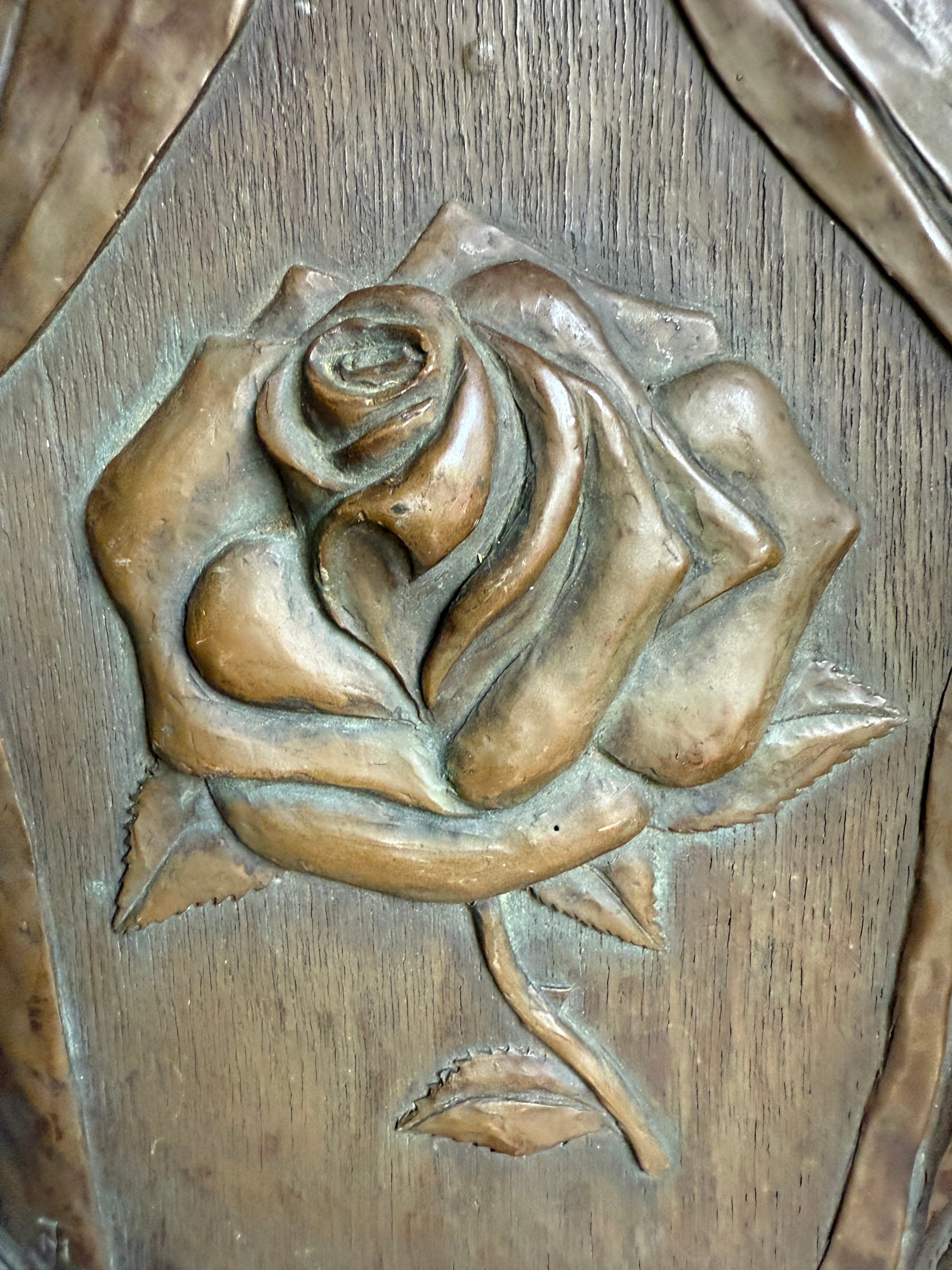 Rose Revealed: 19th Century Wood, Iron and Resin Plaque
