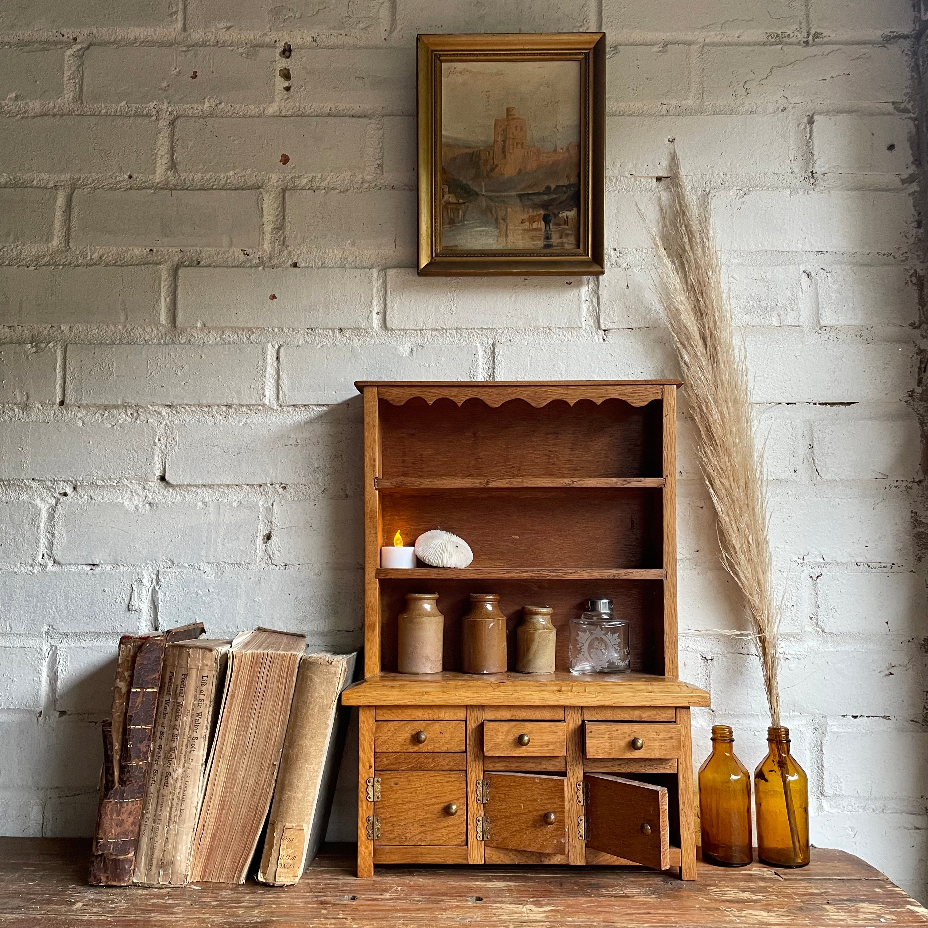 Vintage Miniature Oak Welsh Dresser