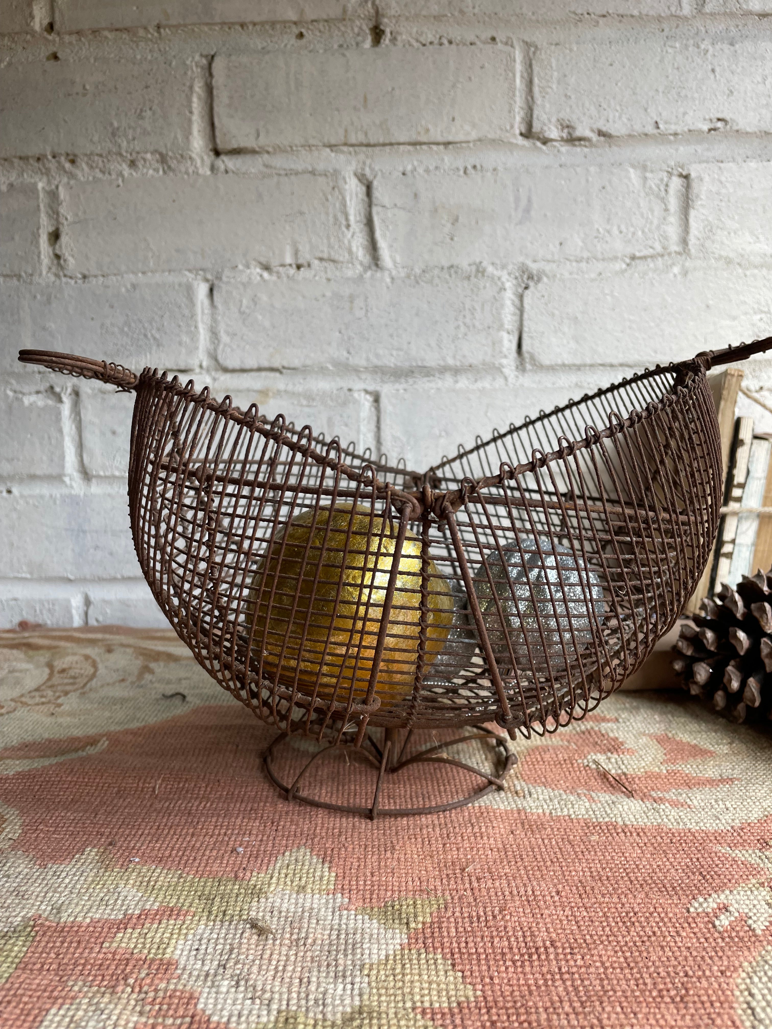 French Vintage Wire Egg Basket