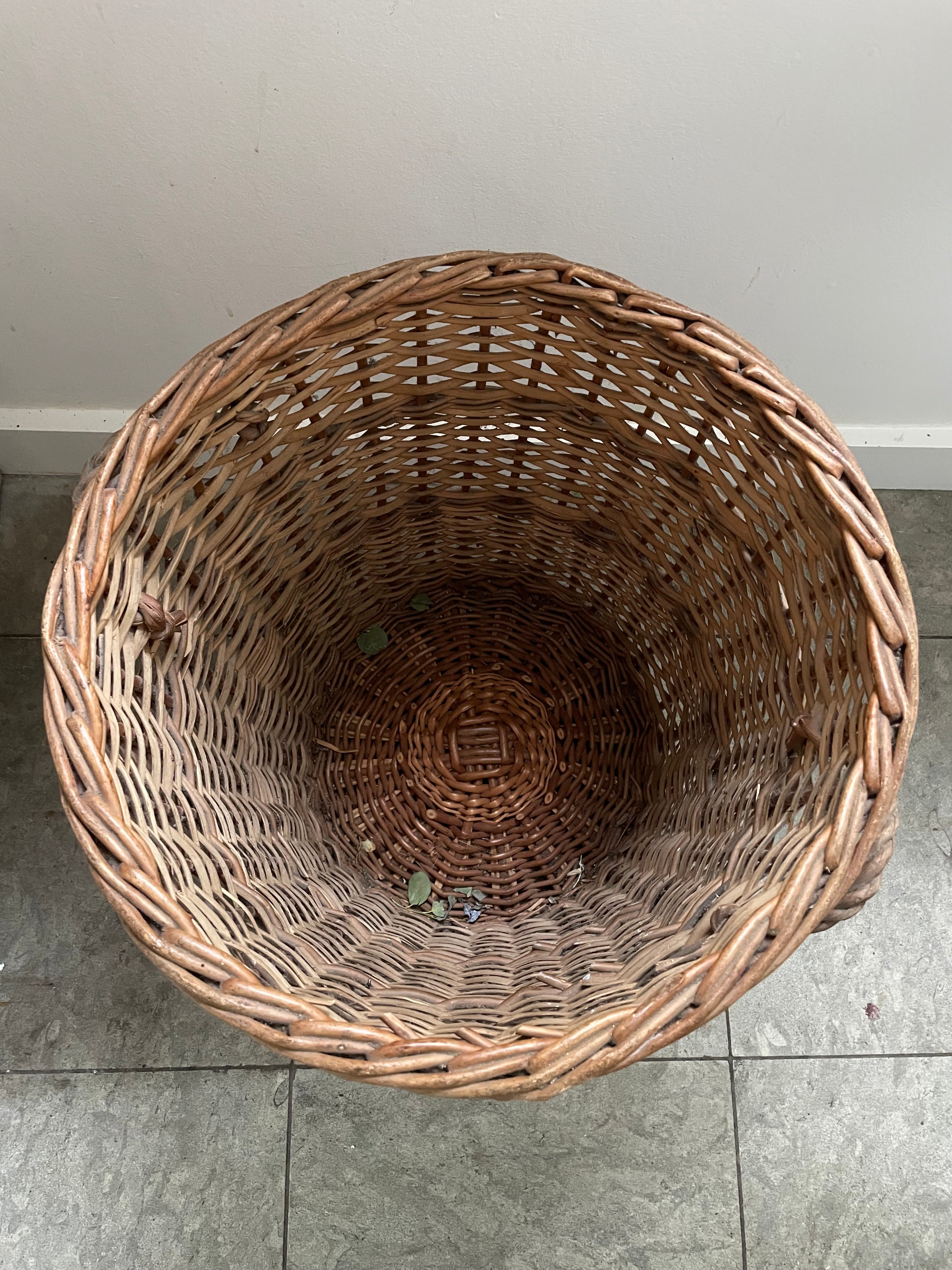Tall Vintage French Rattan Baguette Basket