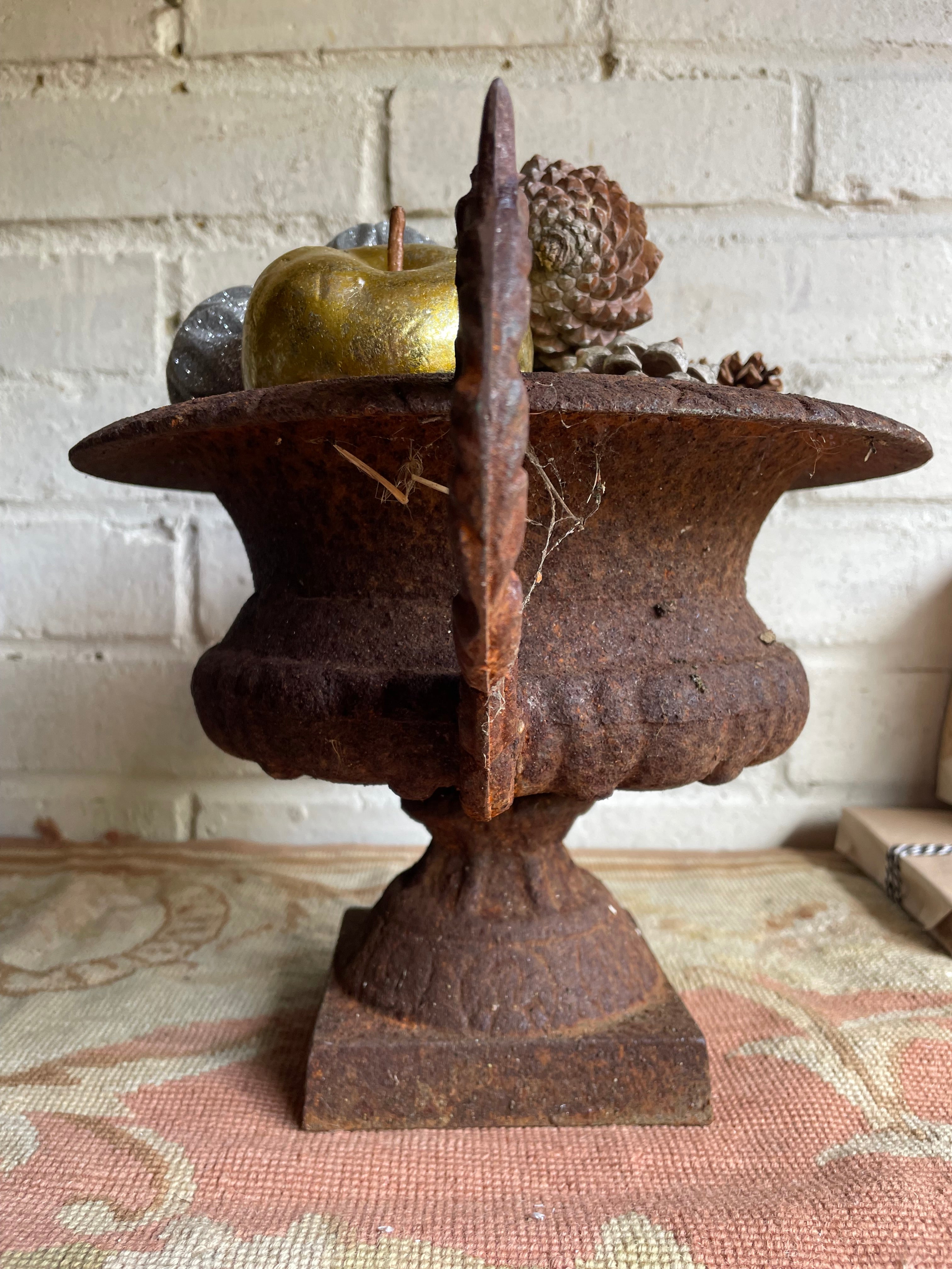 Iron Urn with Decorative Handles