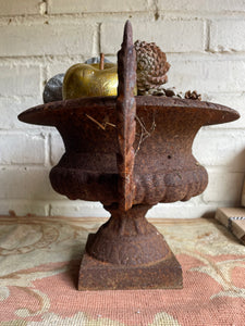 Iron Urn with Decorative Handles