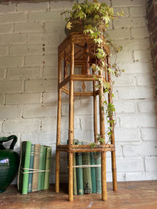 Midcentury Tiger Bamboo Plant Stand