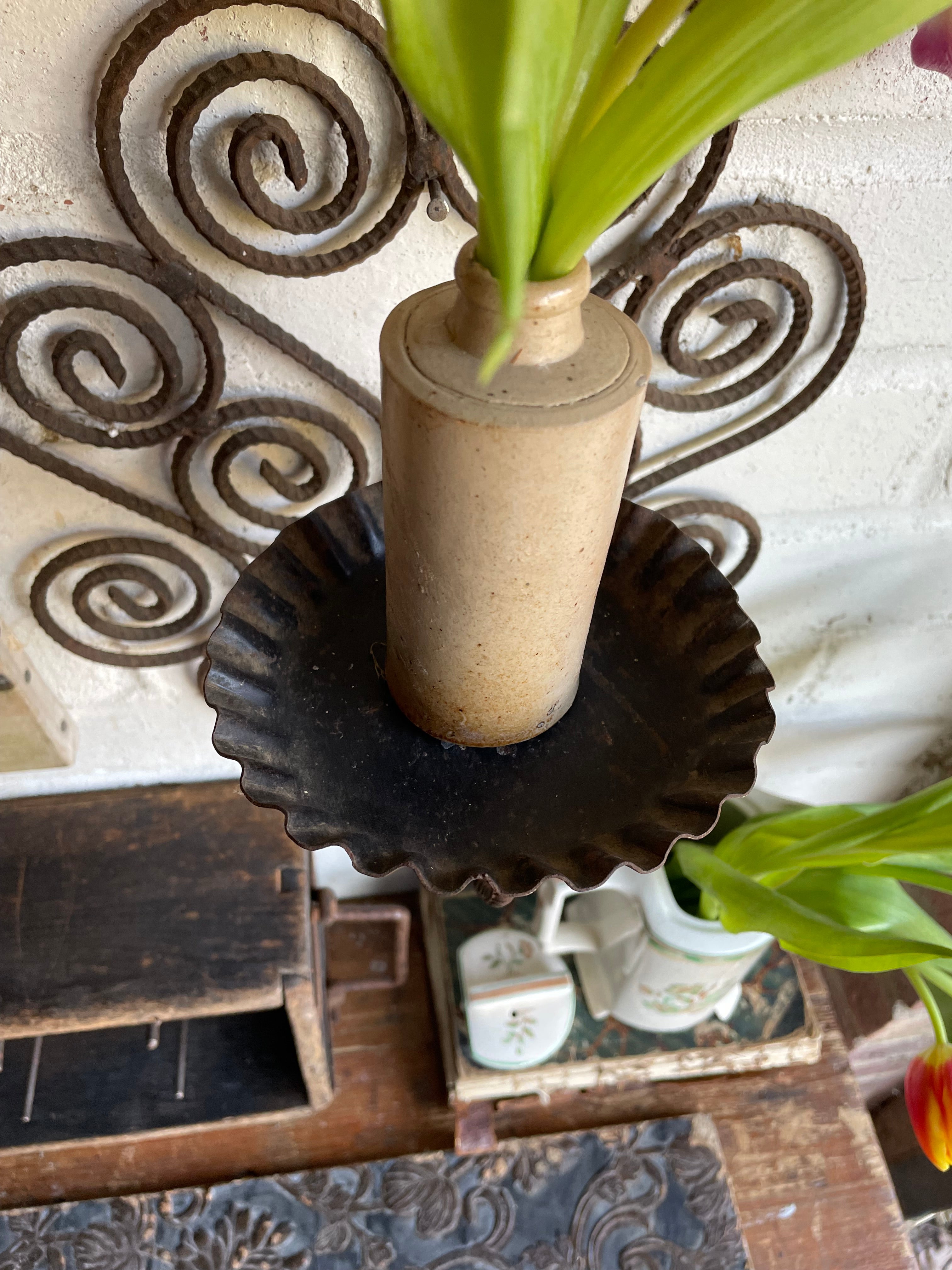Vintage Ironwork Wall Sconce for Candles or Plants