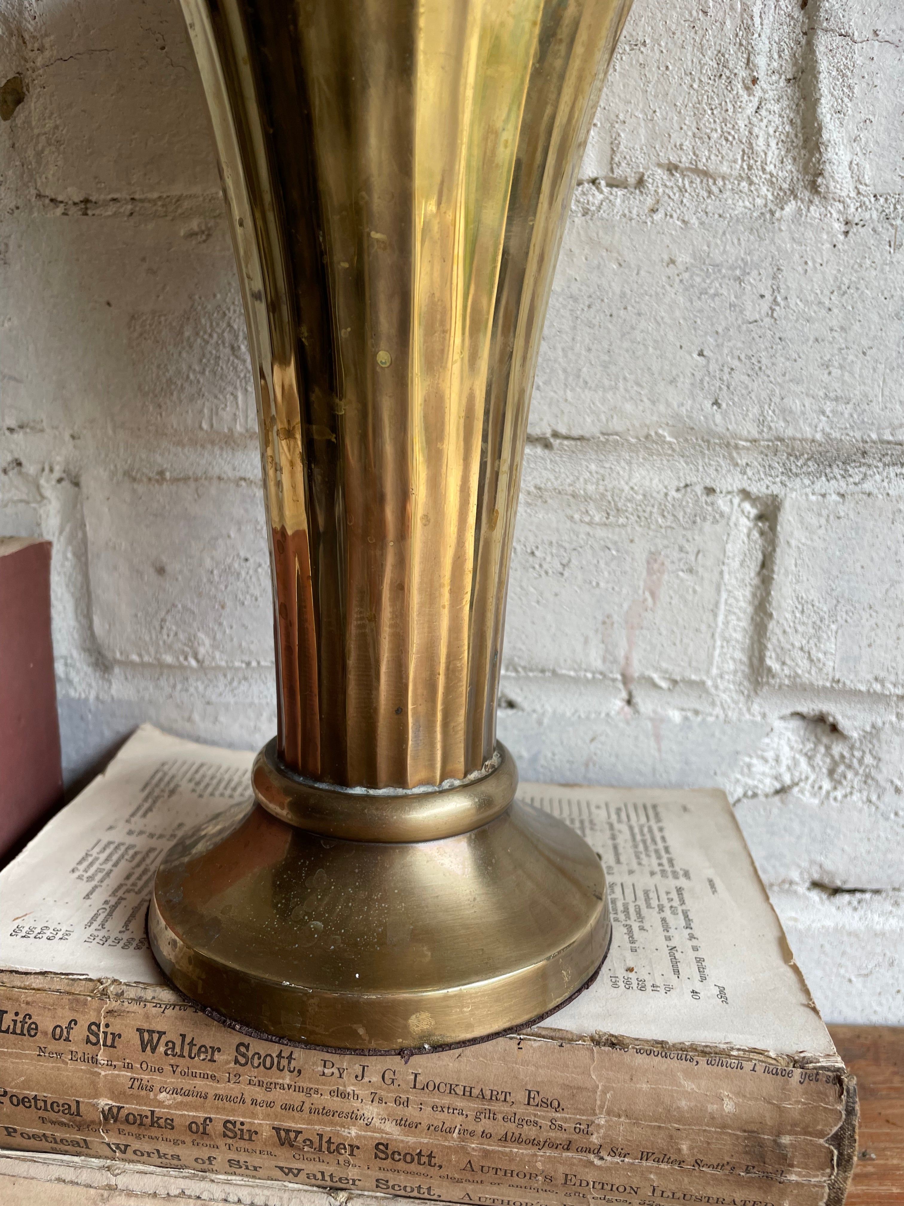 Art Deco Fluted Brass Vase