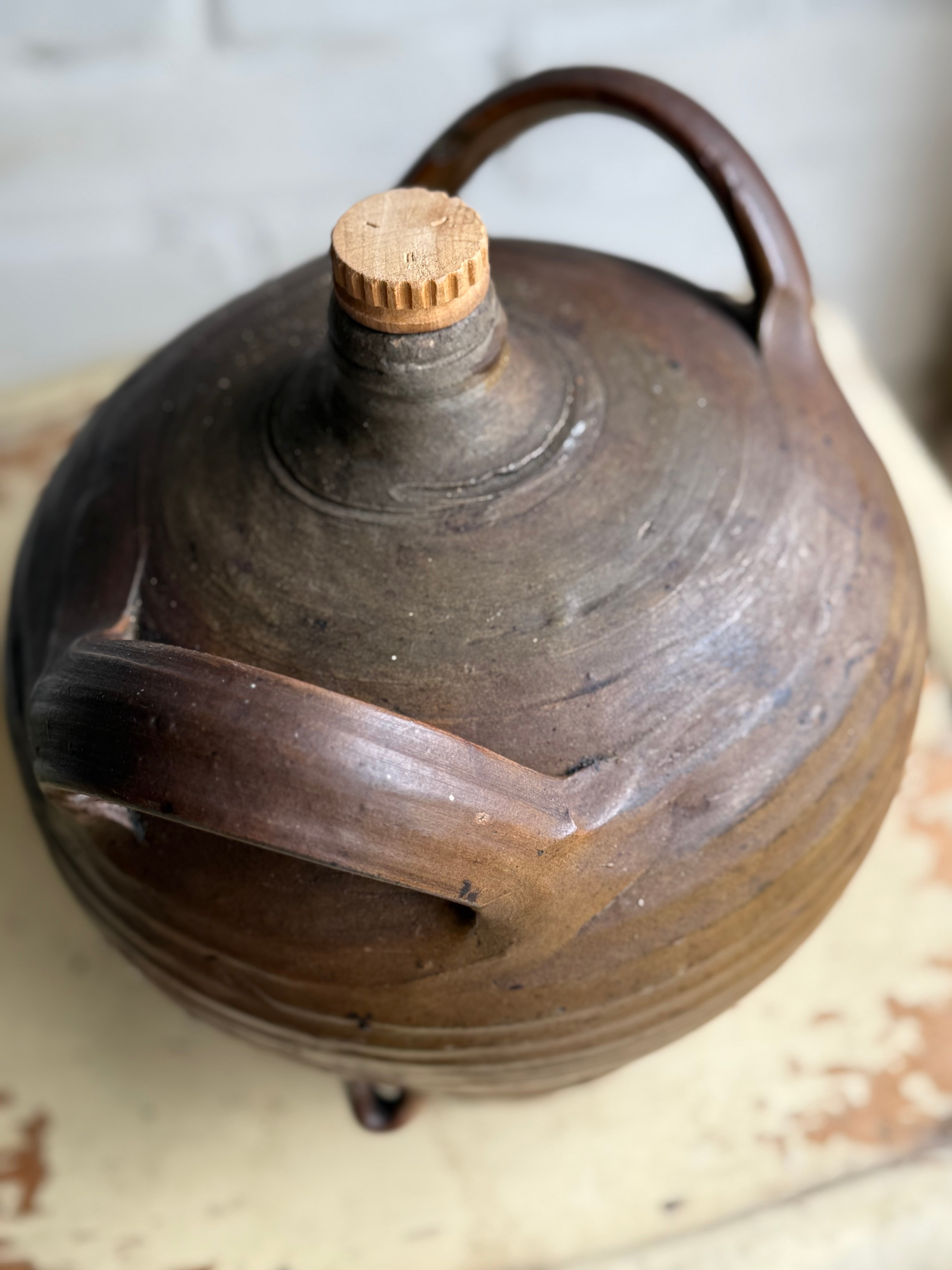 Early 20th Century Stoneware Olive Oil Jug