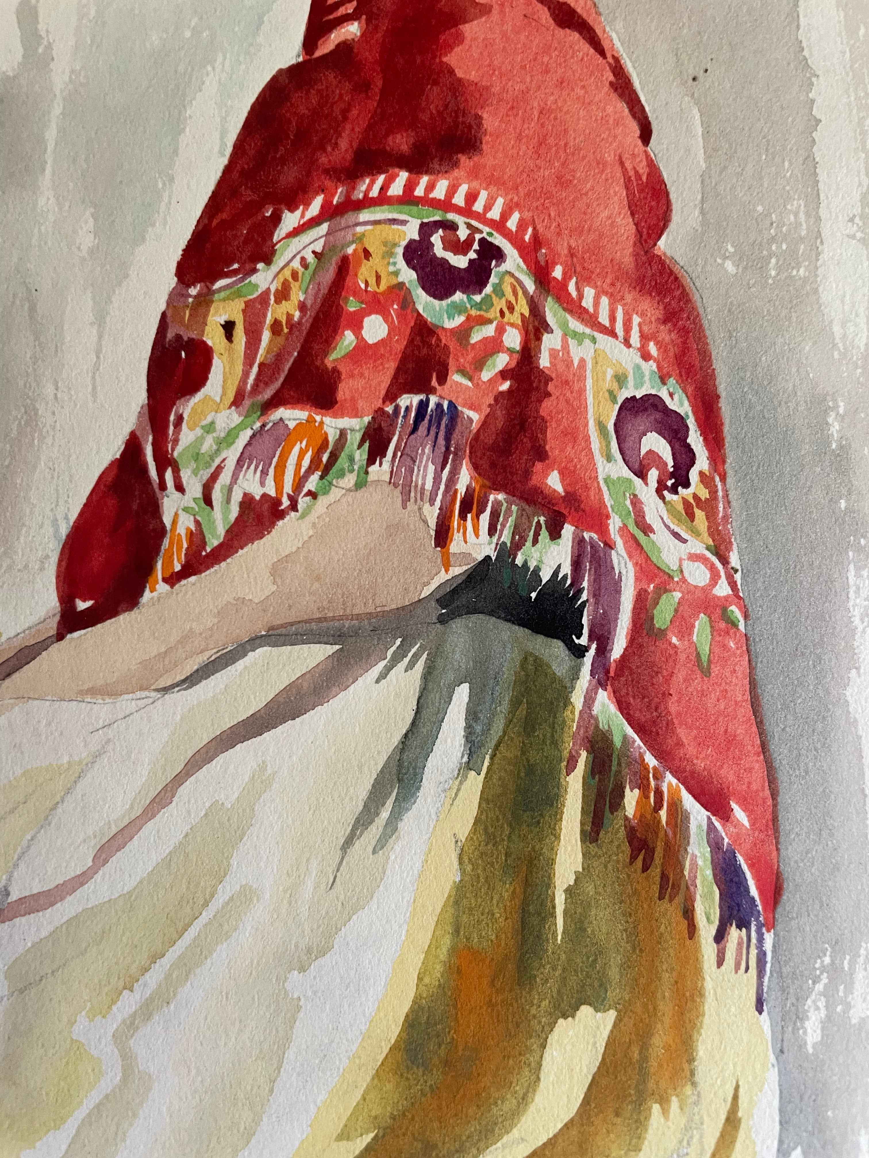 Women with shawl: Watercolour & Ink Painting Circa 1940s