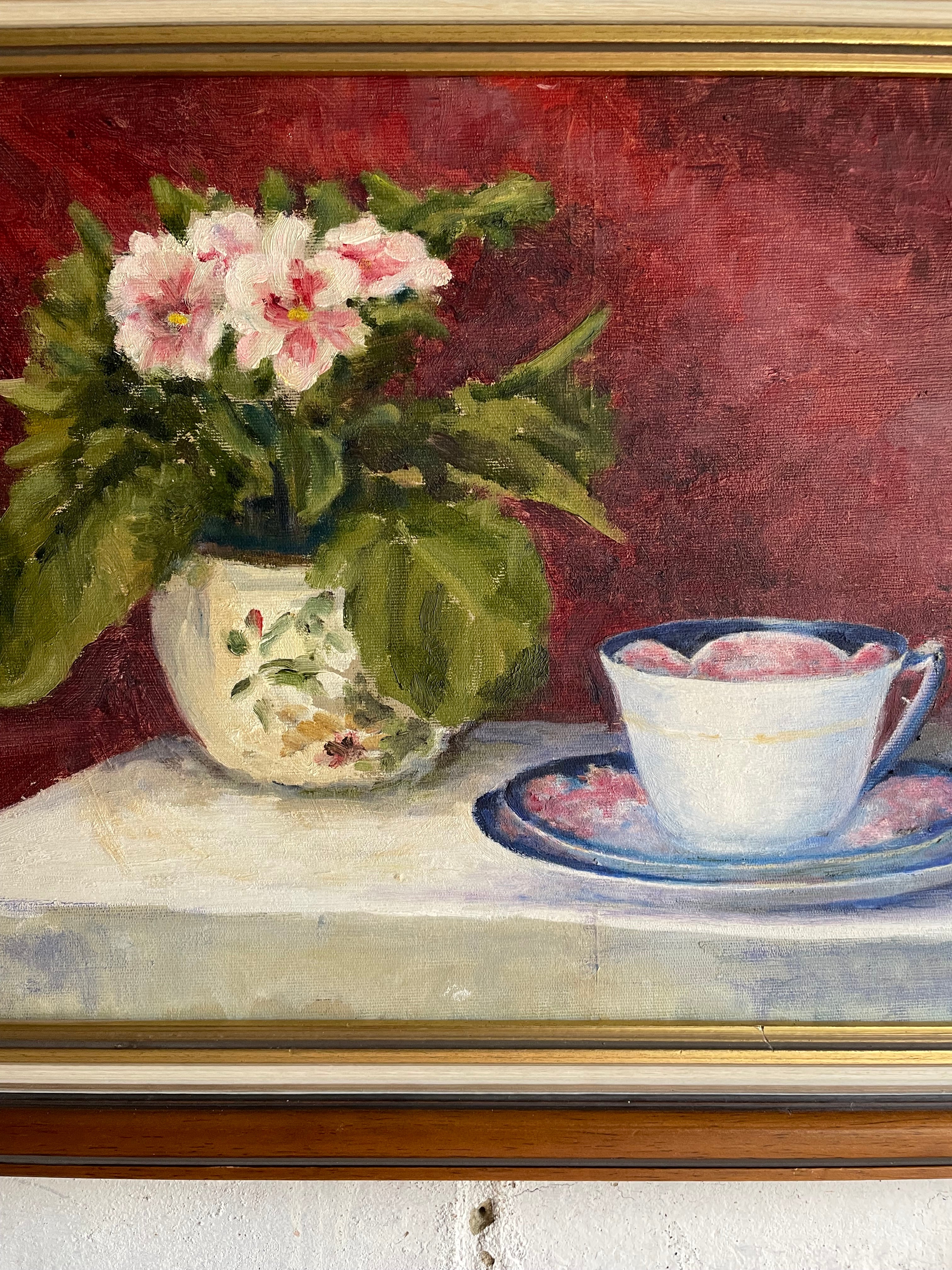 Still Life with Tea Cup:  Oil on Board
