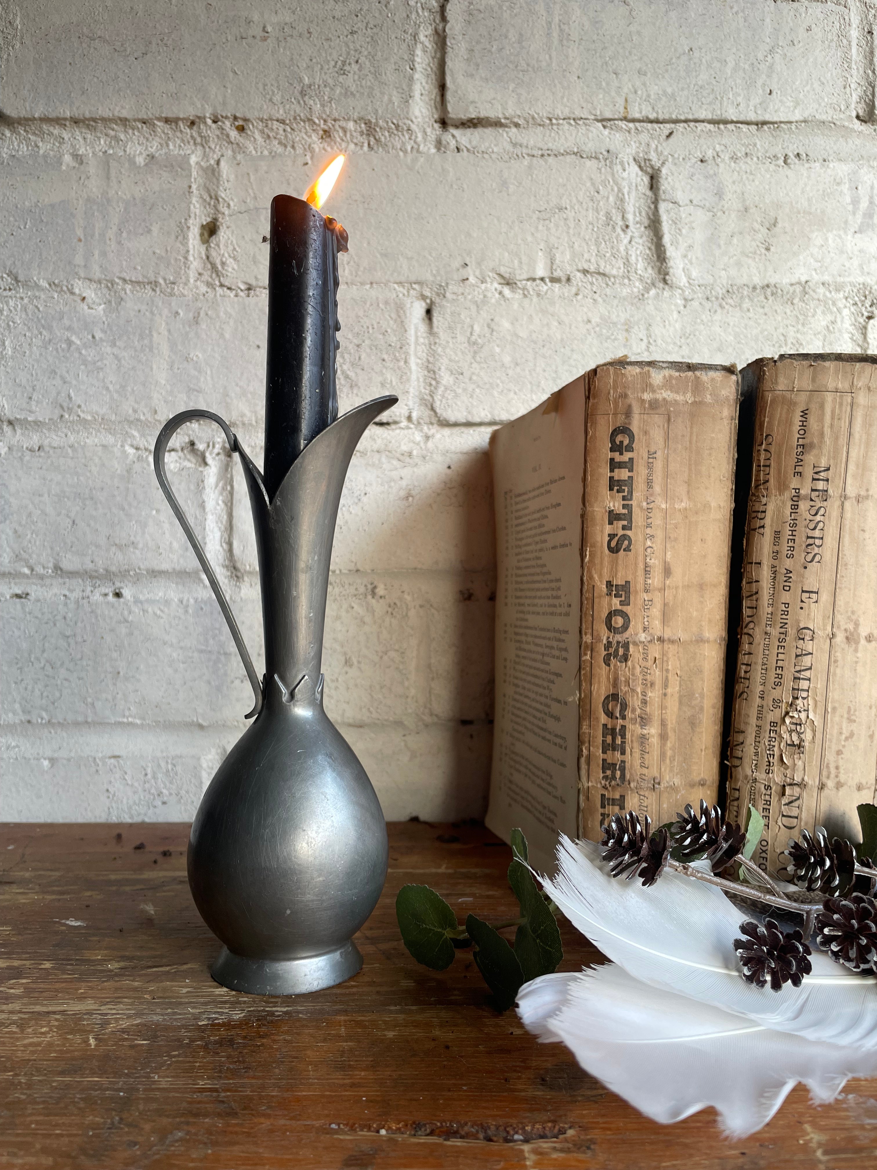 Tiny Antique Pewter Vase/Candleholder