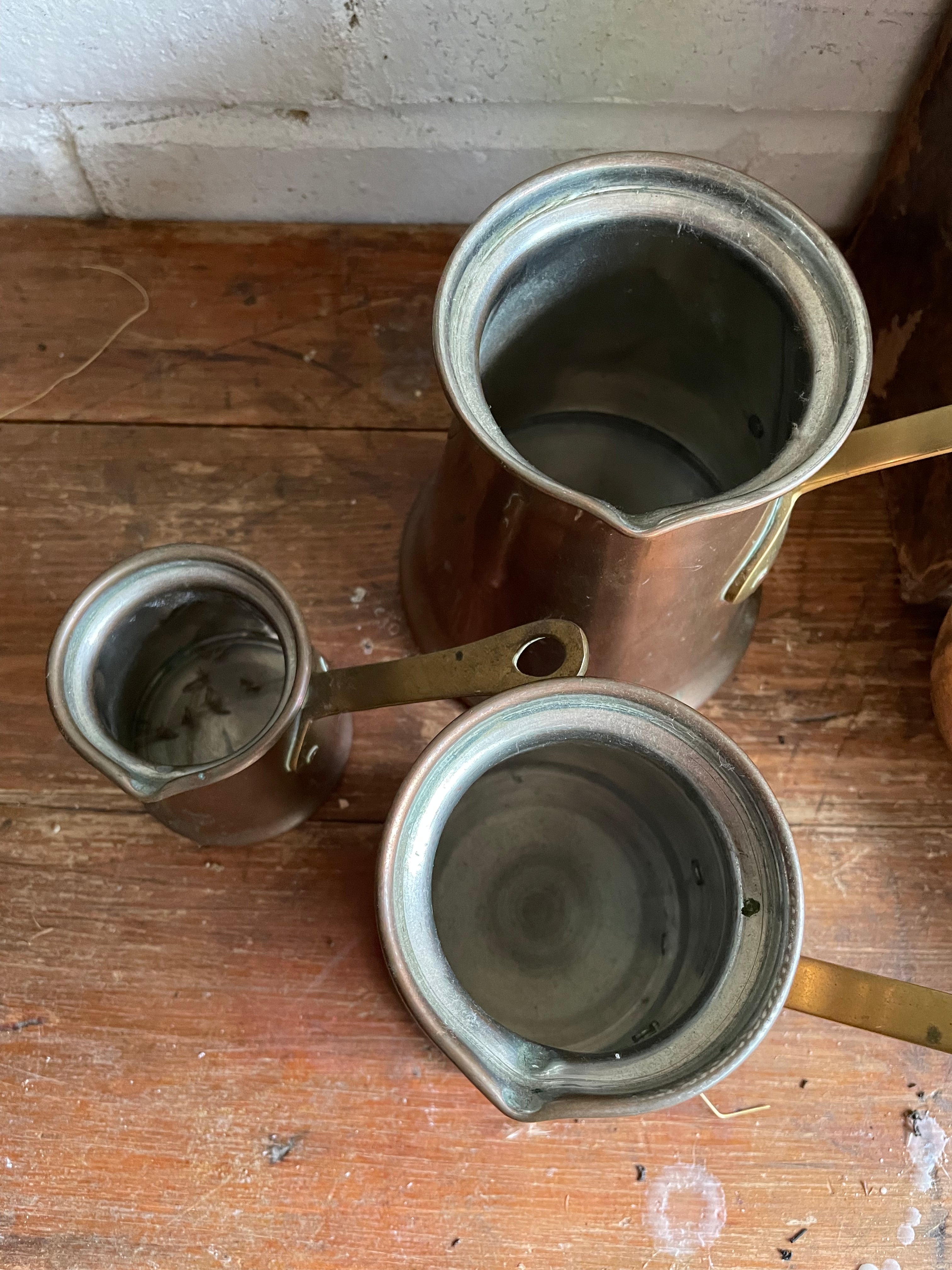 19th Century Brass & Copper Cider Measures  - Set of Three