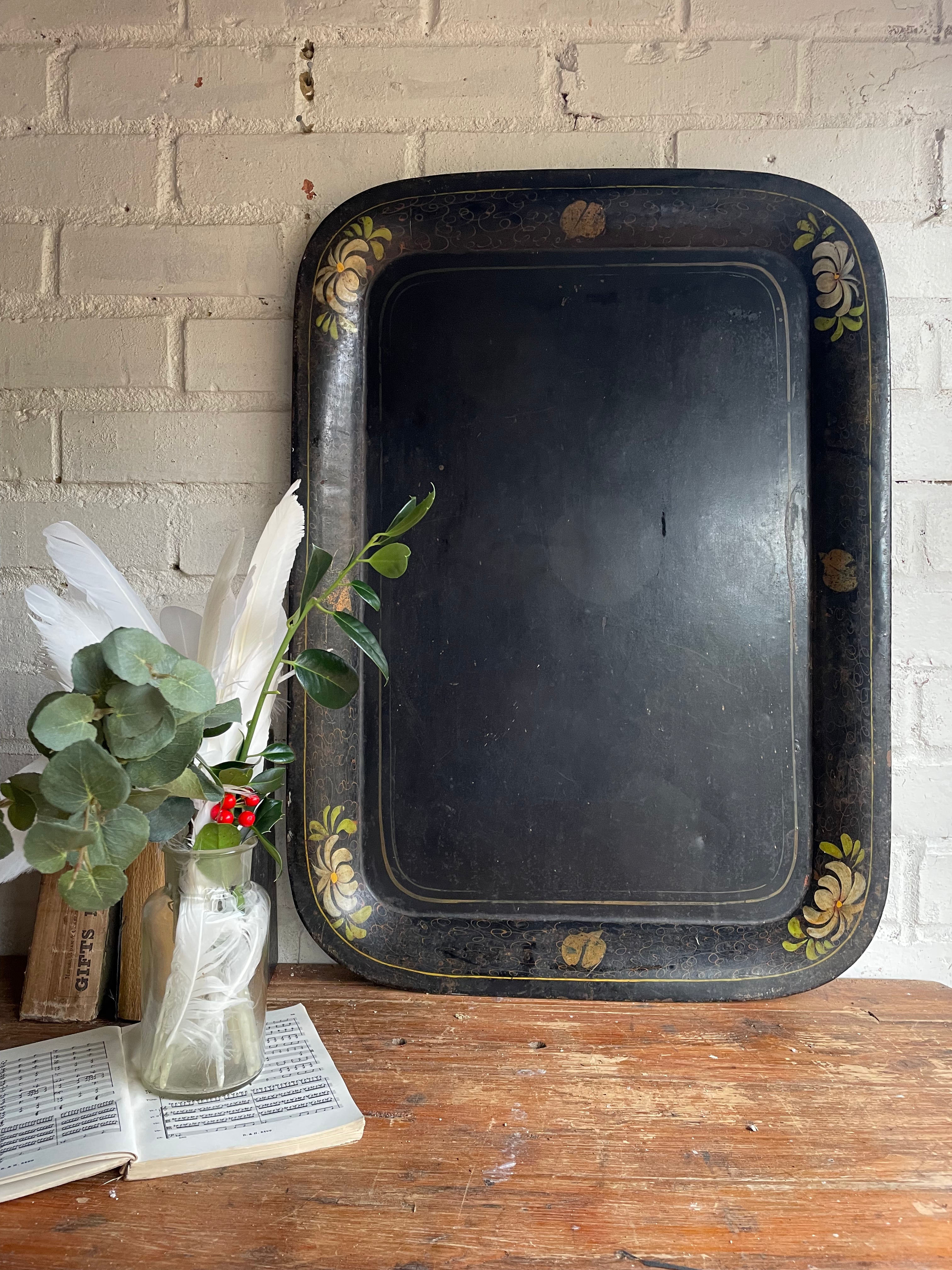 Oversized 19th Century Toleware Metal Tray