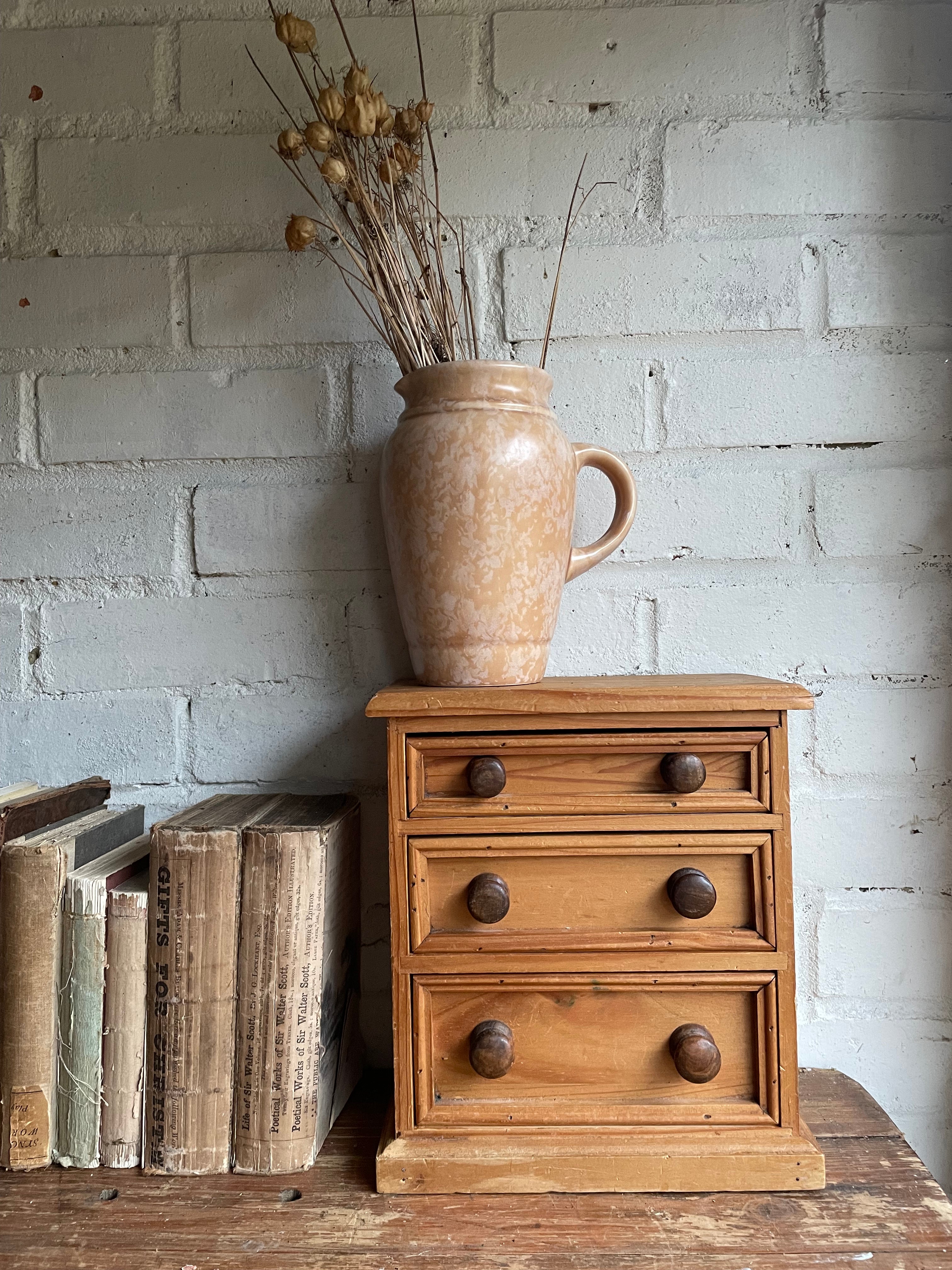 Vintage Pine Apprentice Drawers with turned knobs