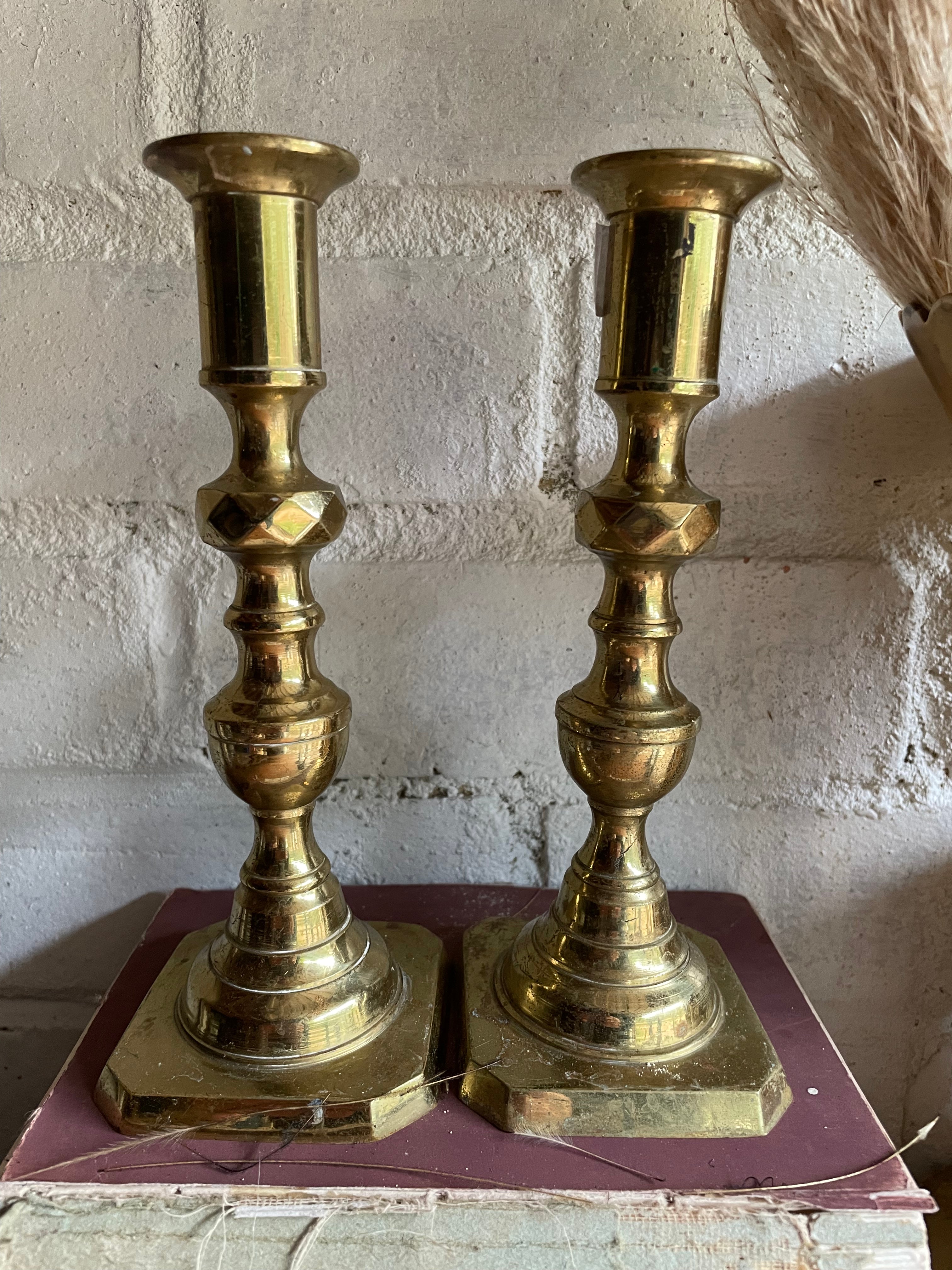 Pair of Small Classic Brass Candlesticks