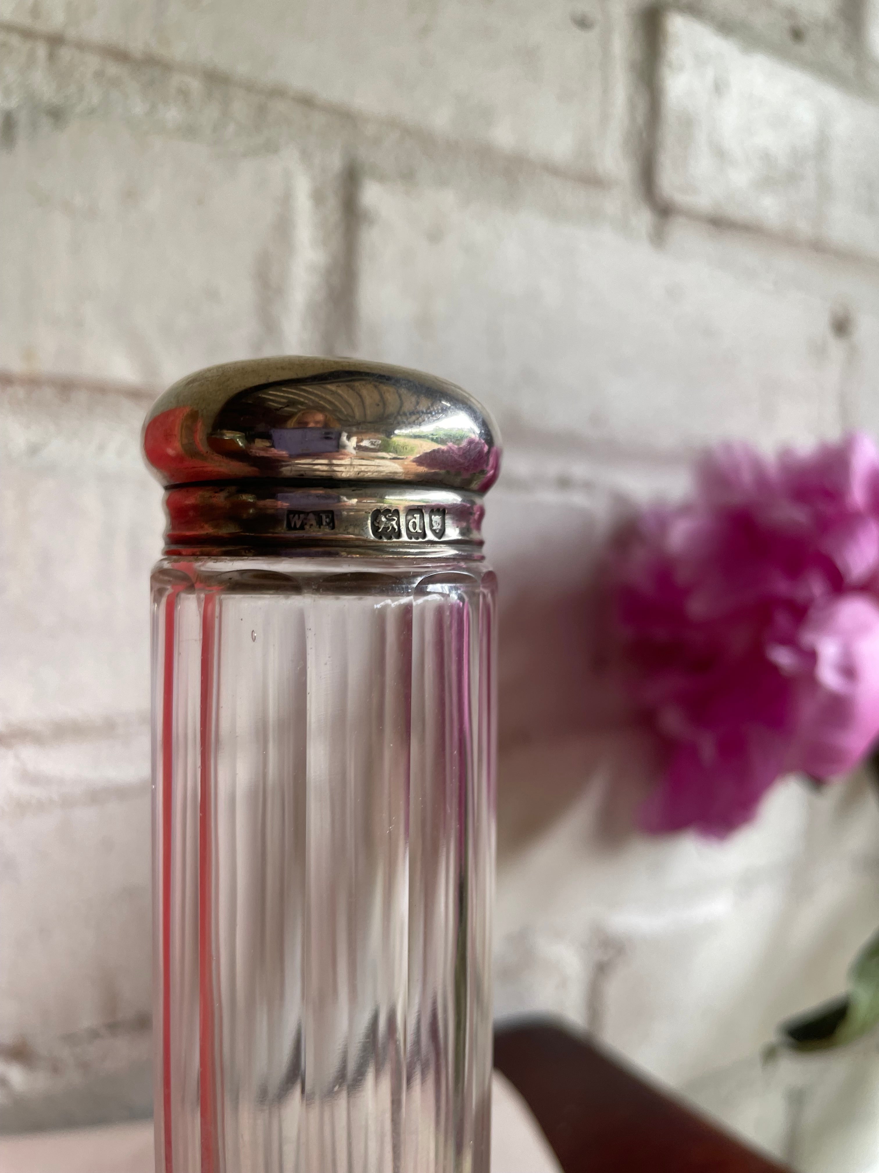 Victorian Silver & Glass Toothbrush Holder
