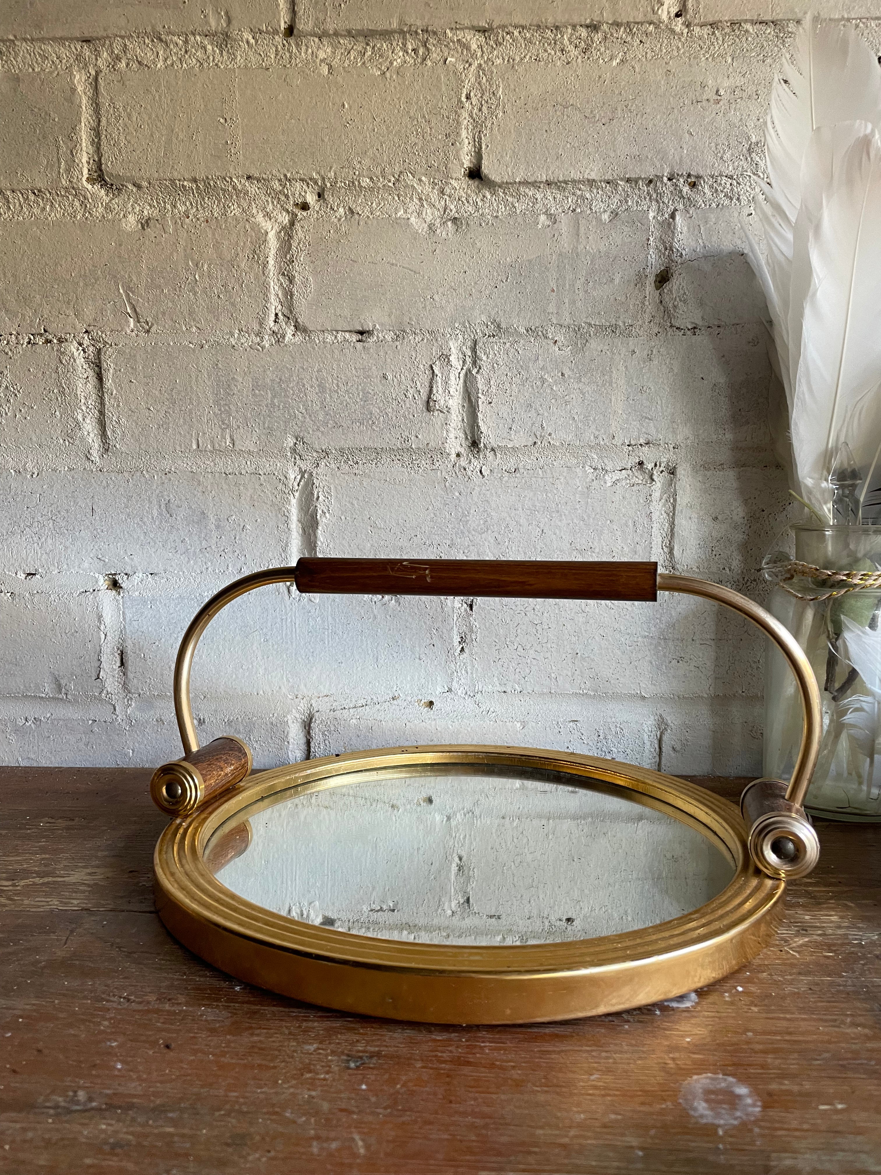 Art Deco Canapé Dish with removable glass dishes and mirrored tray