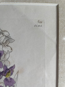 19th Century Botanical Illustration with Linen Mount - Orchis Mascula