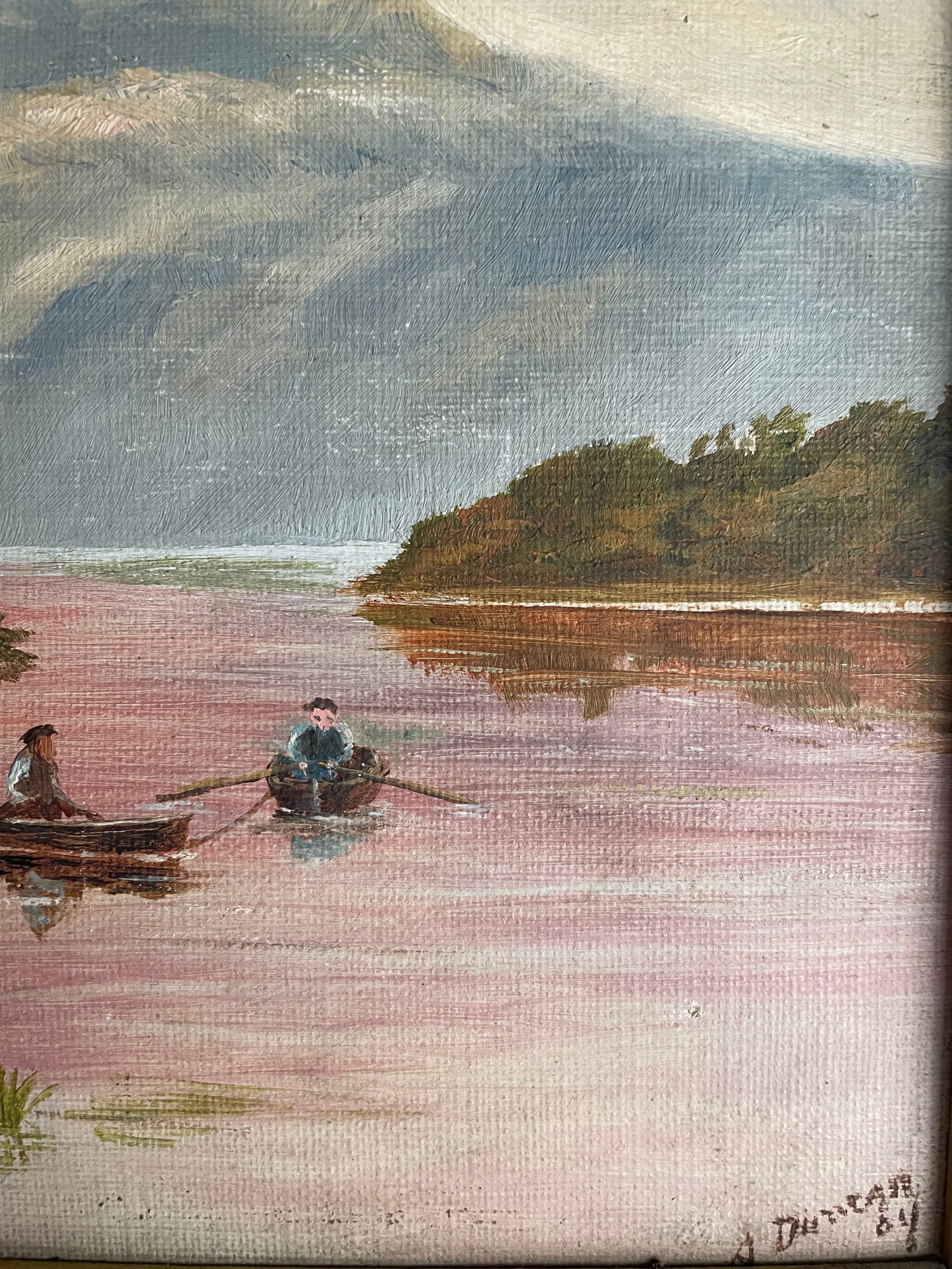 Pink Lake: Oil on Canvas Signed 1909