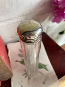 Victorian Silver & Glass Toothbrush Holder