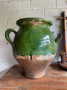 Large 19th Century French Green Confit Pot