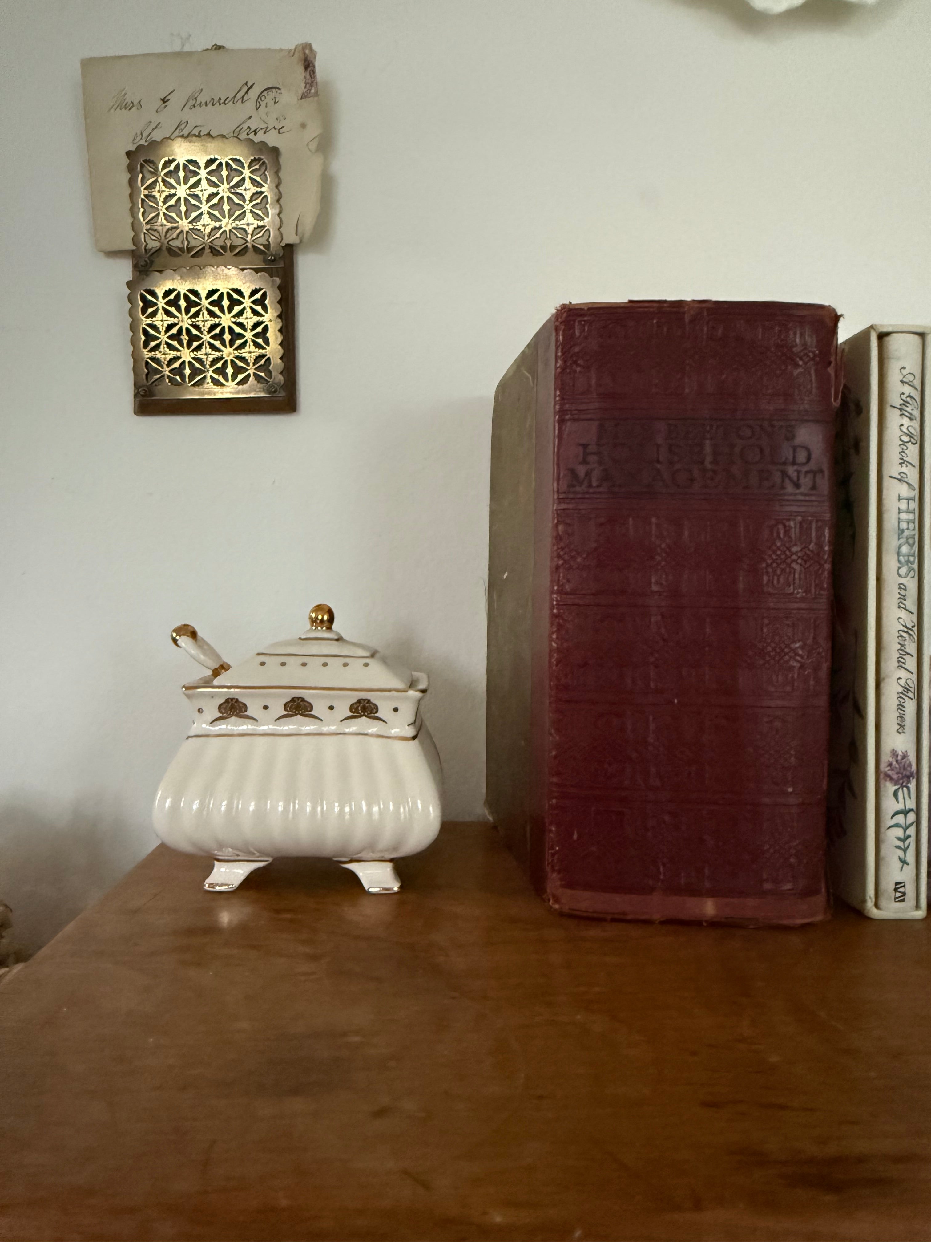 Antique Oak and Brass Wall Hanging Letter Rack