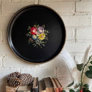 Large Floral Hand-Painted Wooden Tray