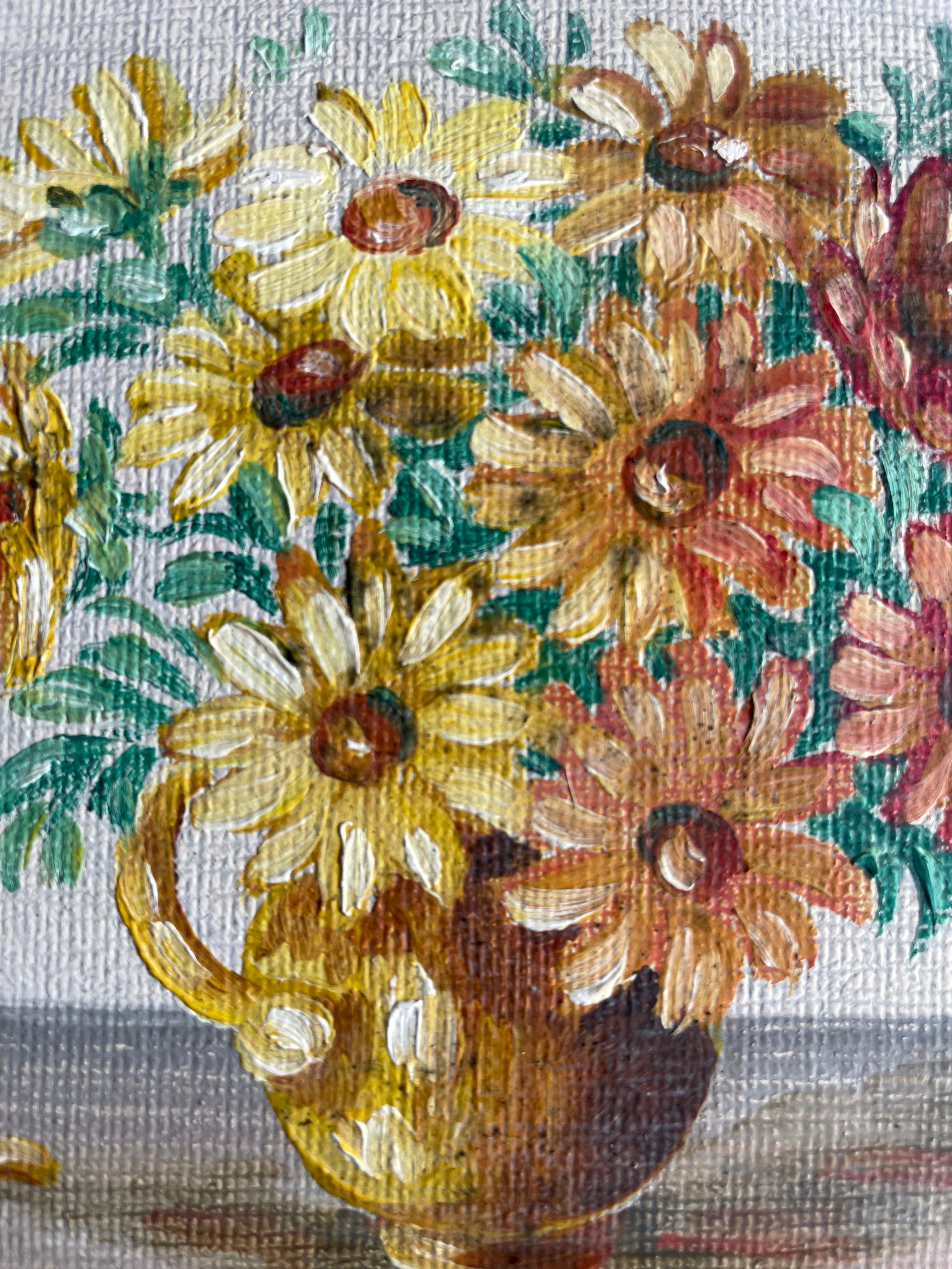 Mini Vintage Floral on Board with Gilt Easel