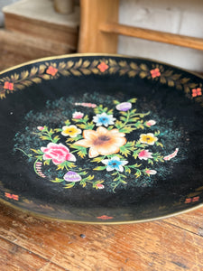Large Early 1900s Handpainted Toleware Bowl