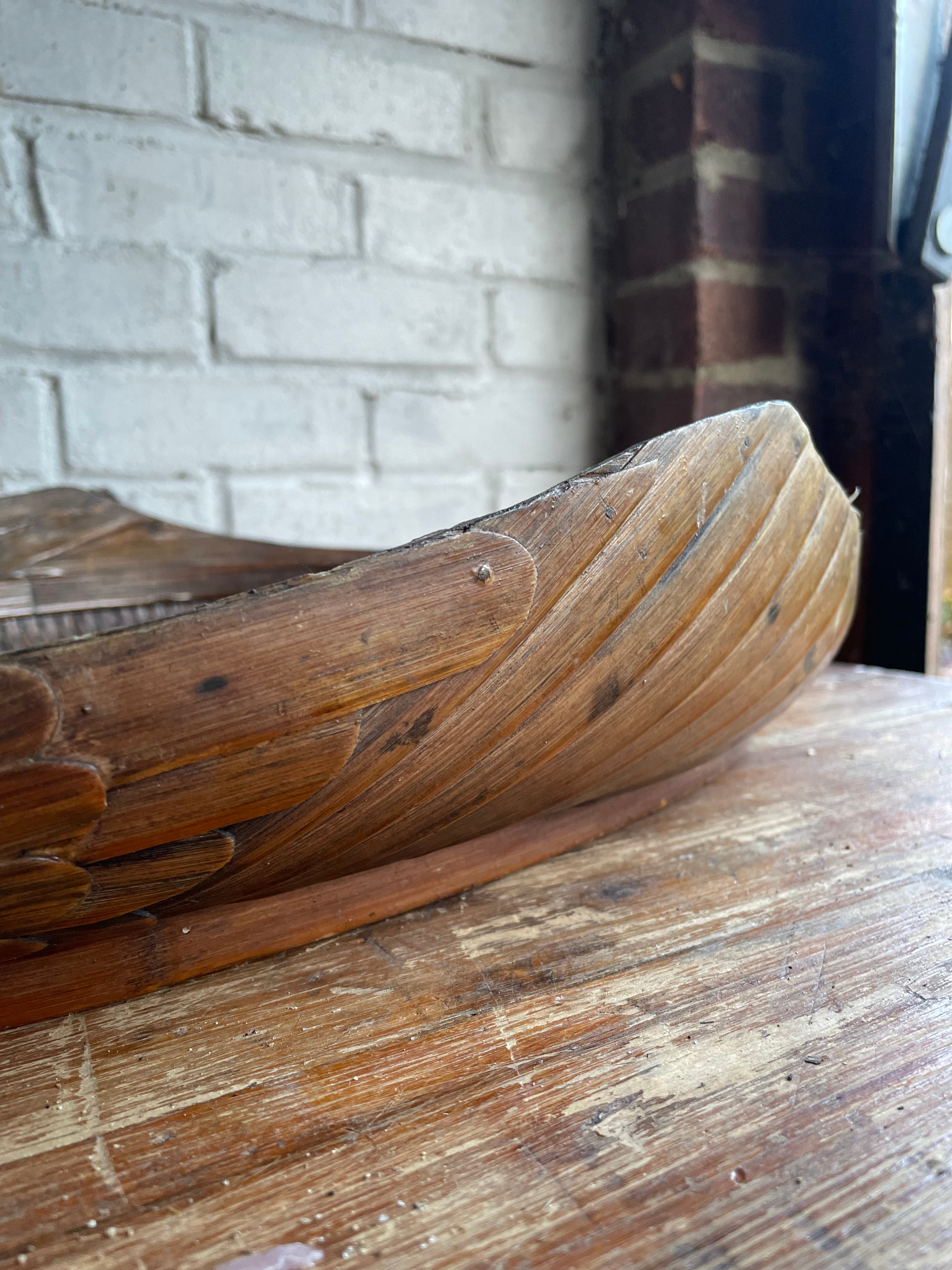 Duck-Shaped Wooden and Rattan Tray