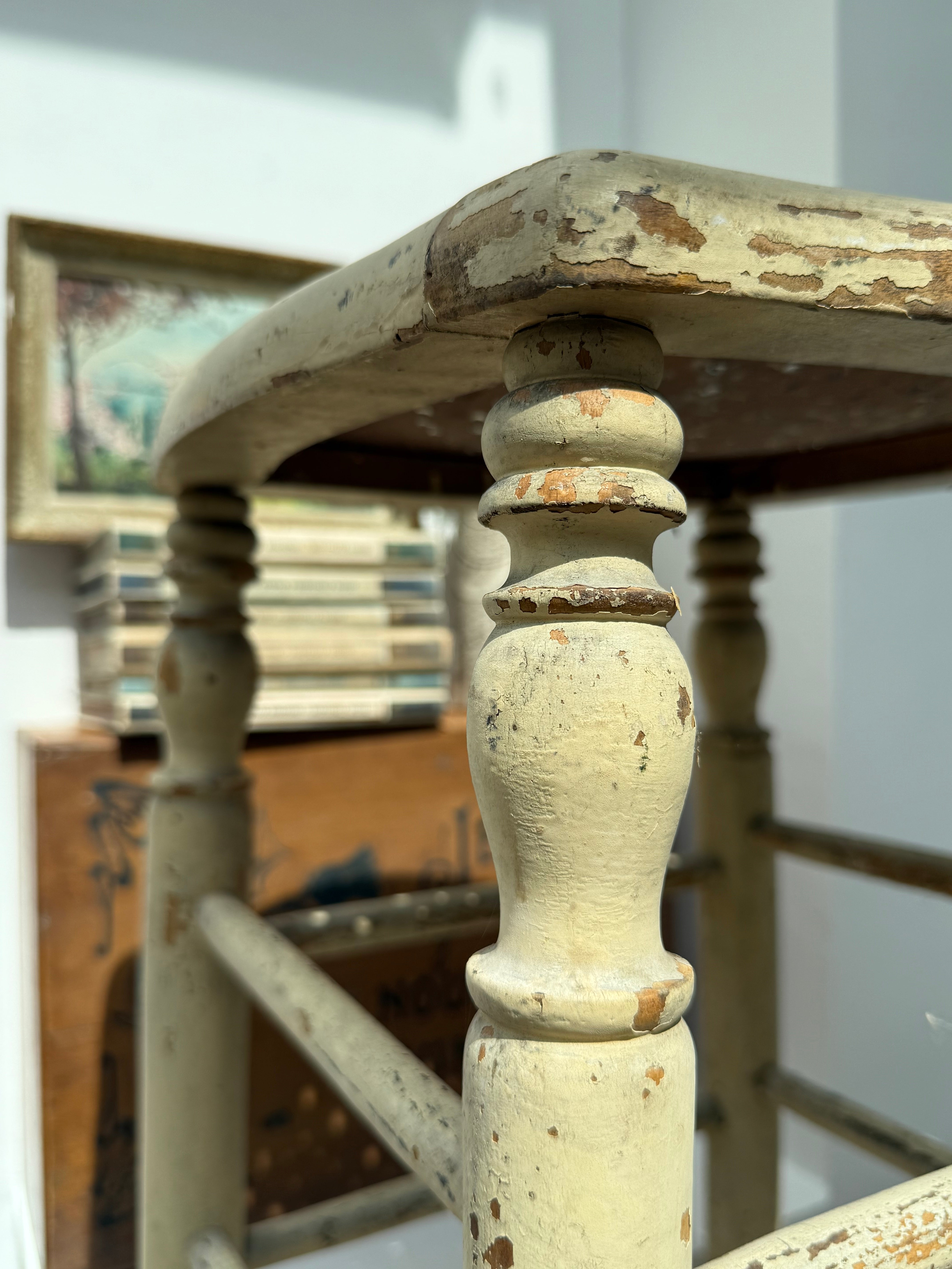 Very Tall Rustic French Antique Stool