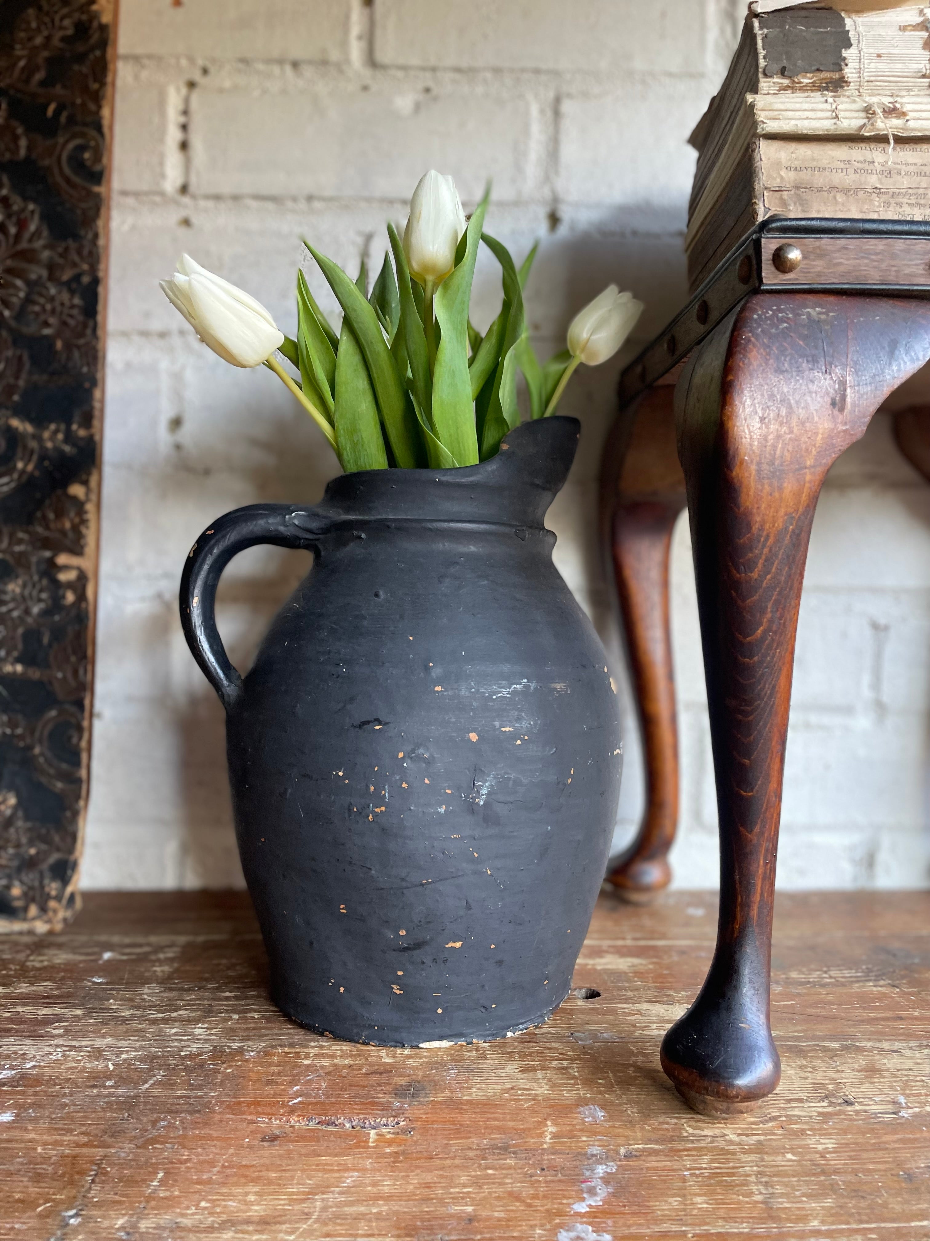 Earthenware Vase in Black Hues