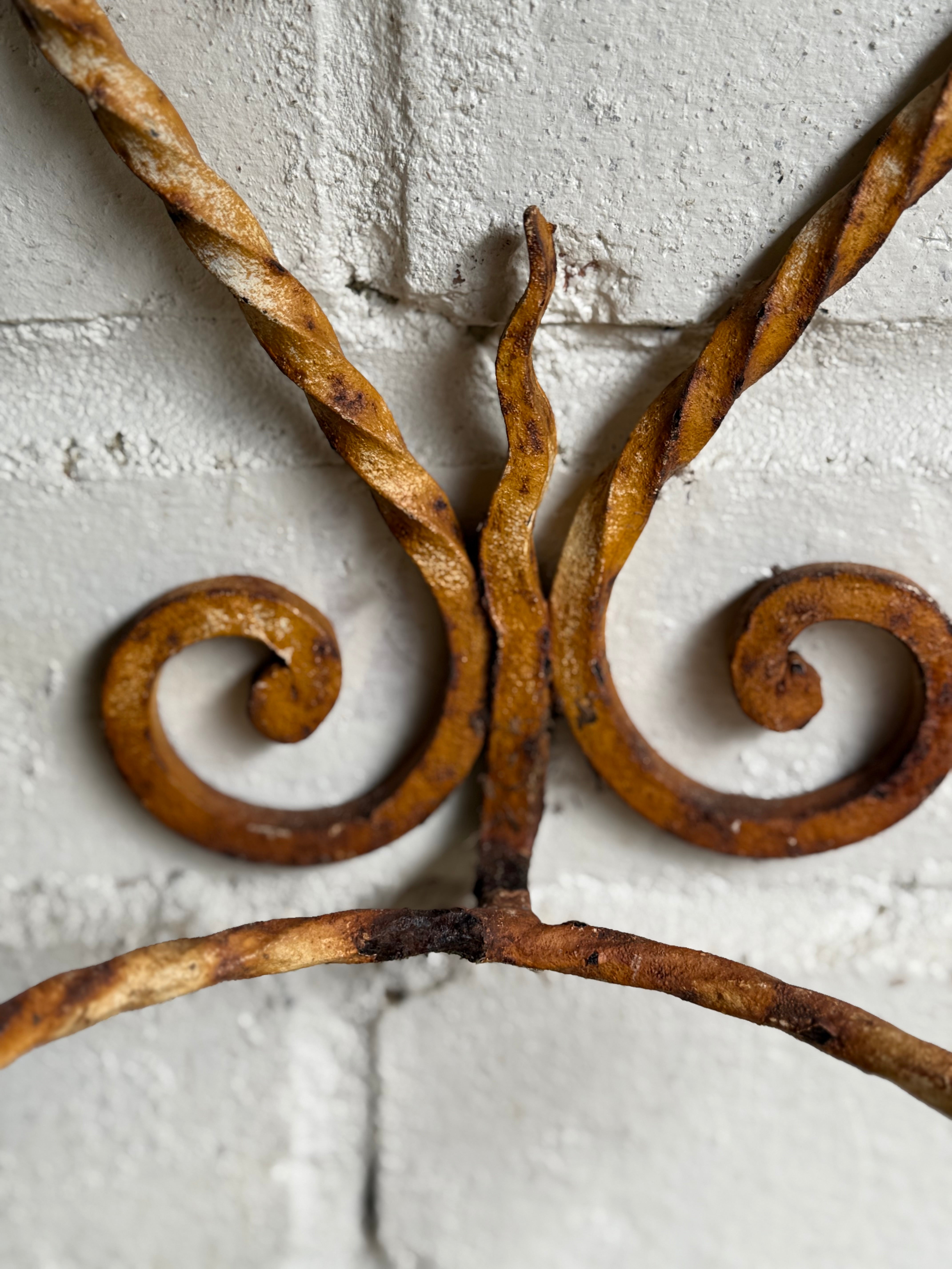 Rustic French Iron Plant Holder with Antique Resin Pot 1
