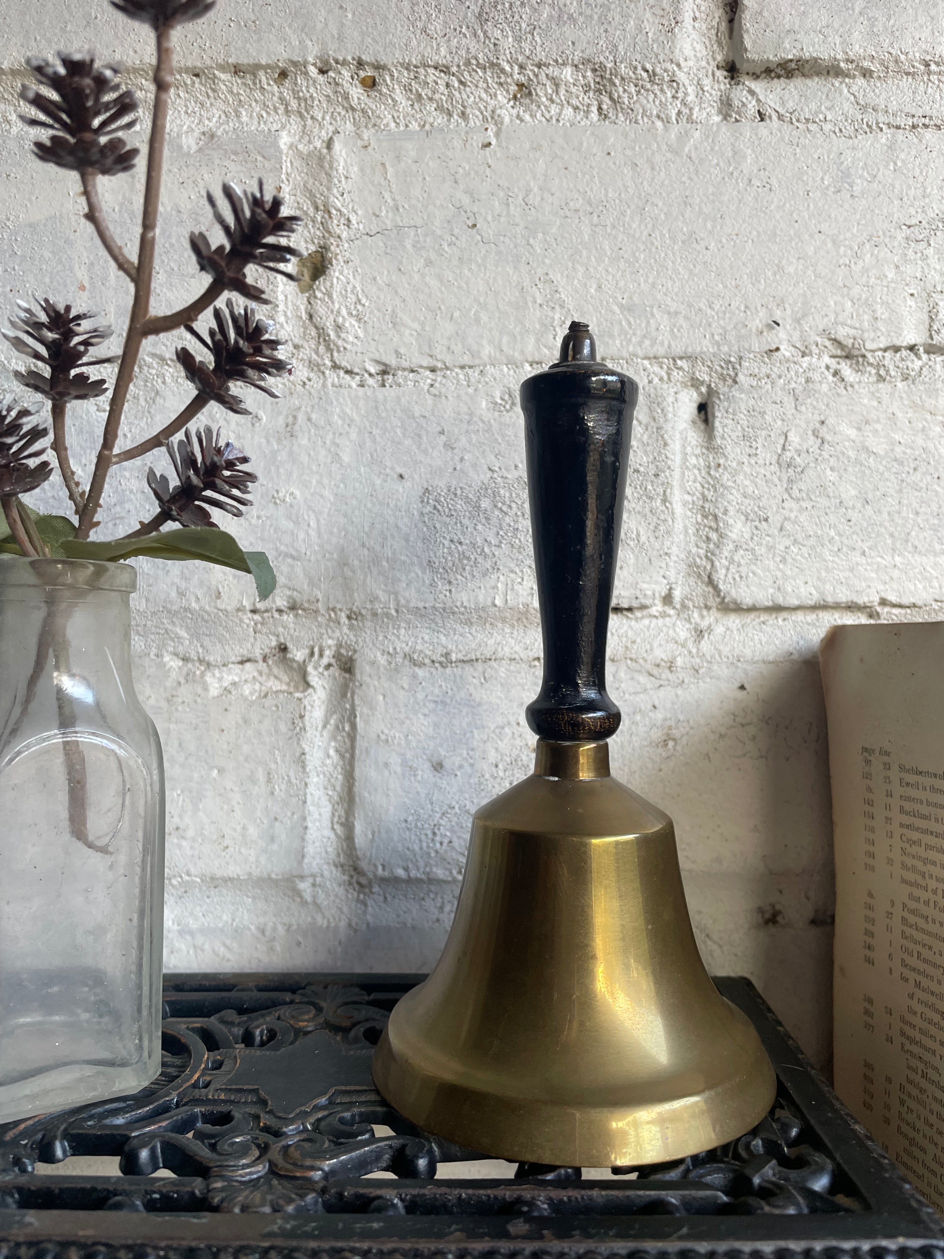 Antique Brass Handbell with Wood Handle