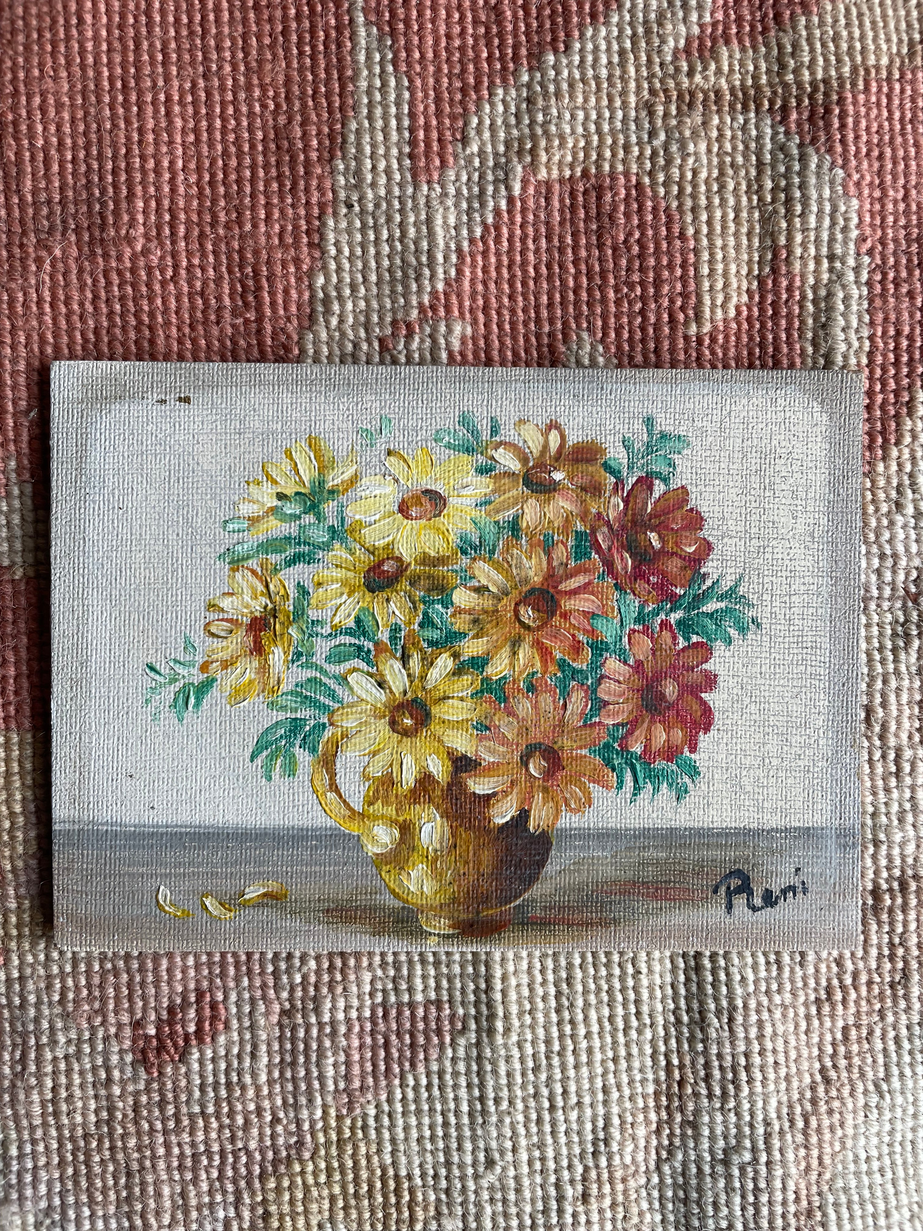 Mini Vintage Floral on Board with Gilt Easel