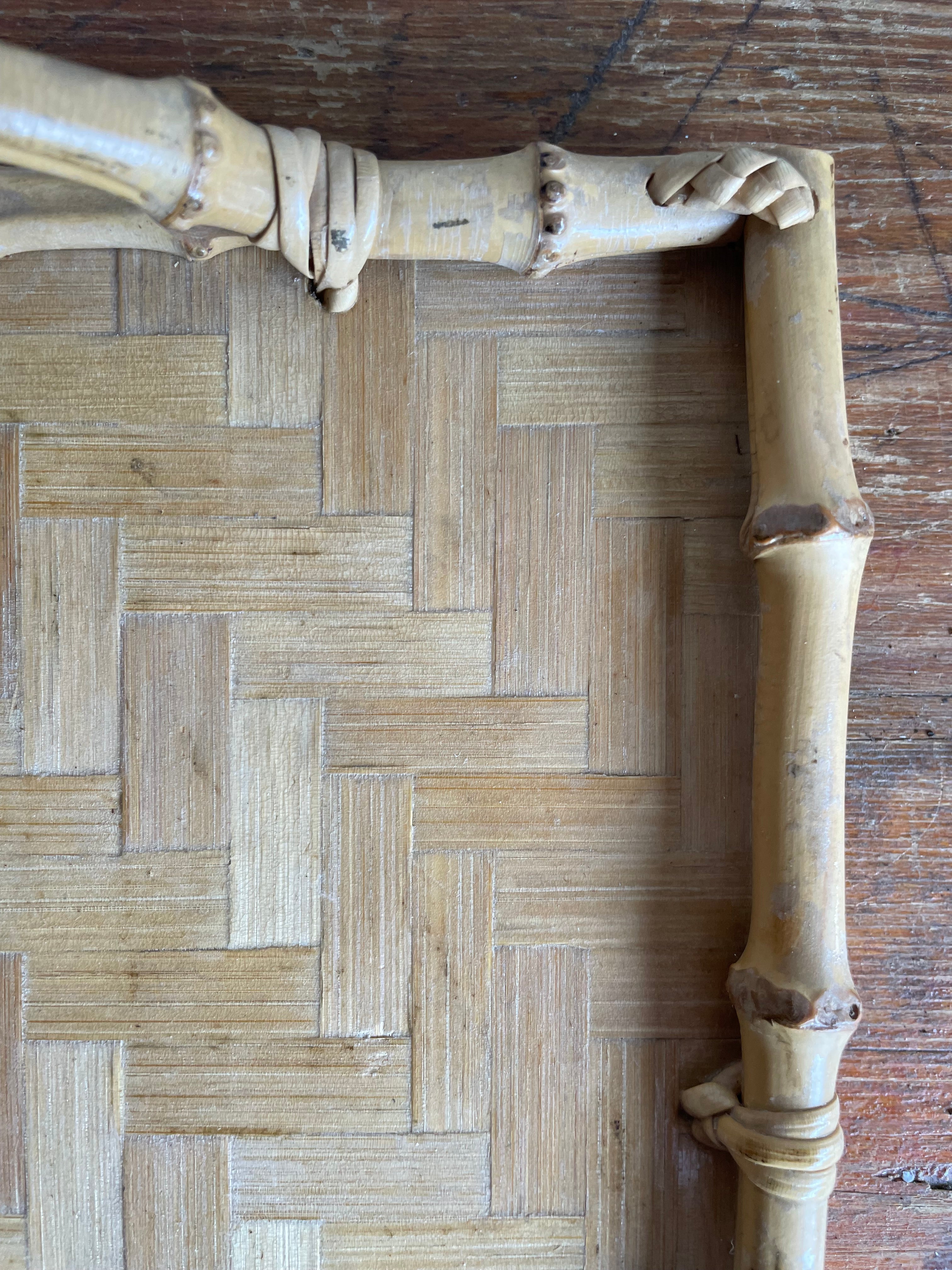 French Bamboo Marquetry Tray